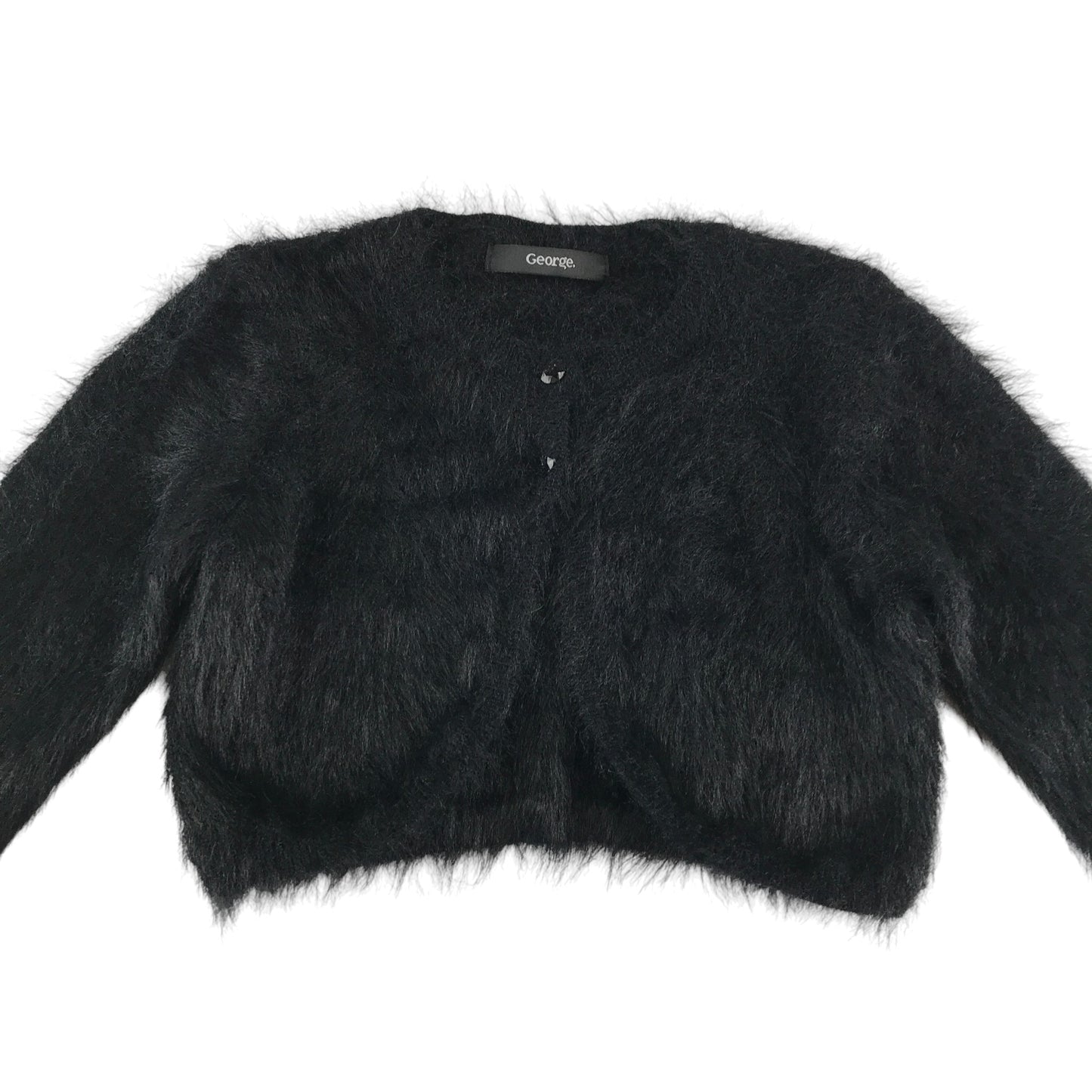 George Cardigan 5-6 years black knitwear fluffy faux fur cropped bolero