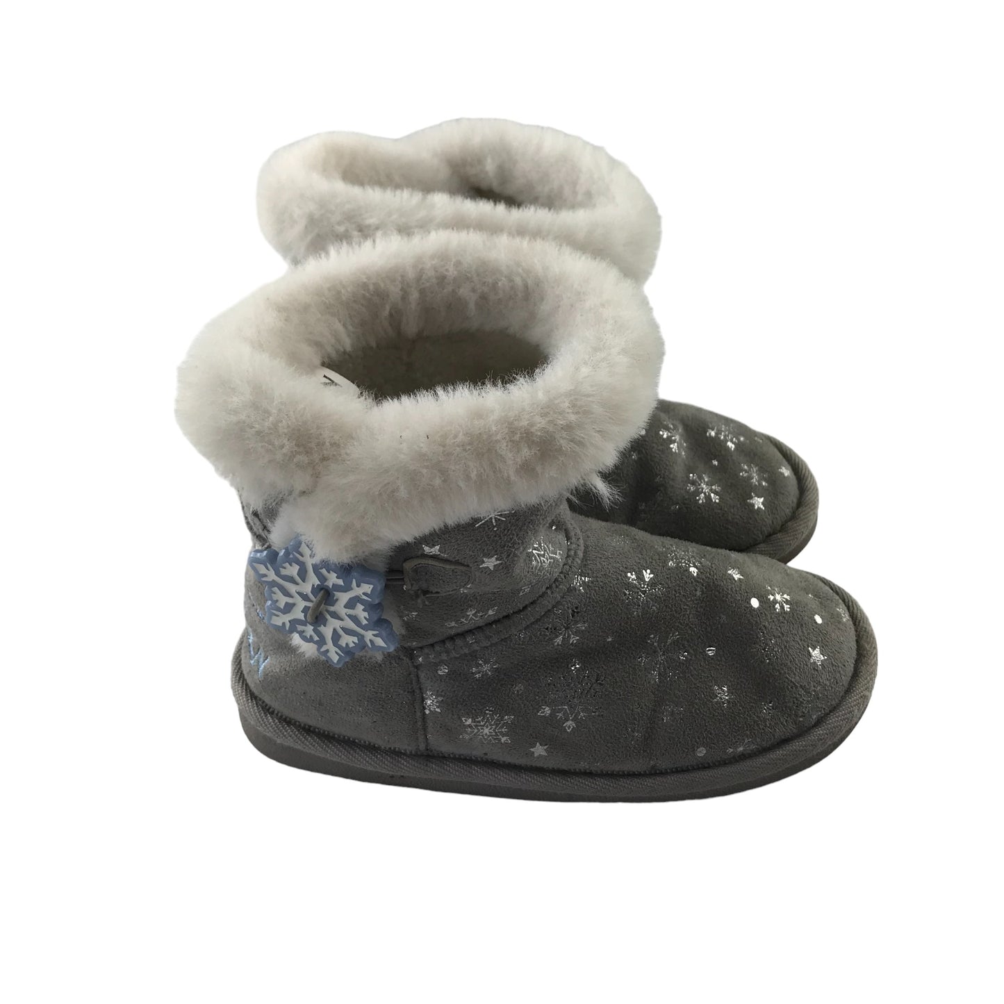 Slippers 12 Junior Grey Frozen Ankle High Fluffy Inside