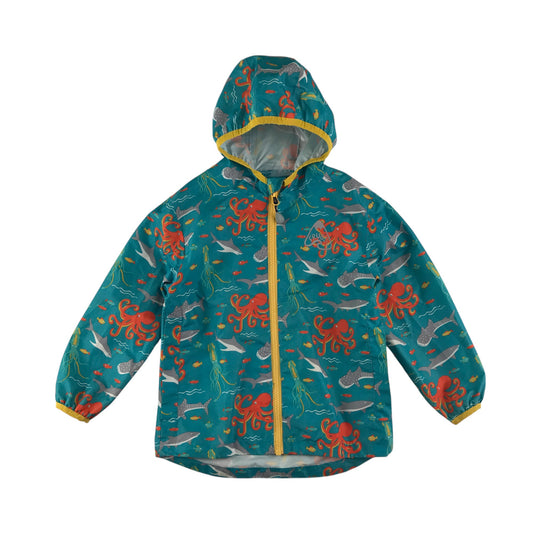 Frugi light jacket 5-6 years blue octopus ocean print