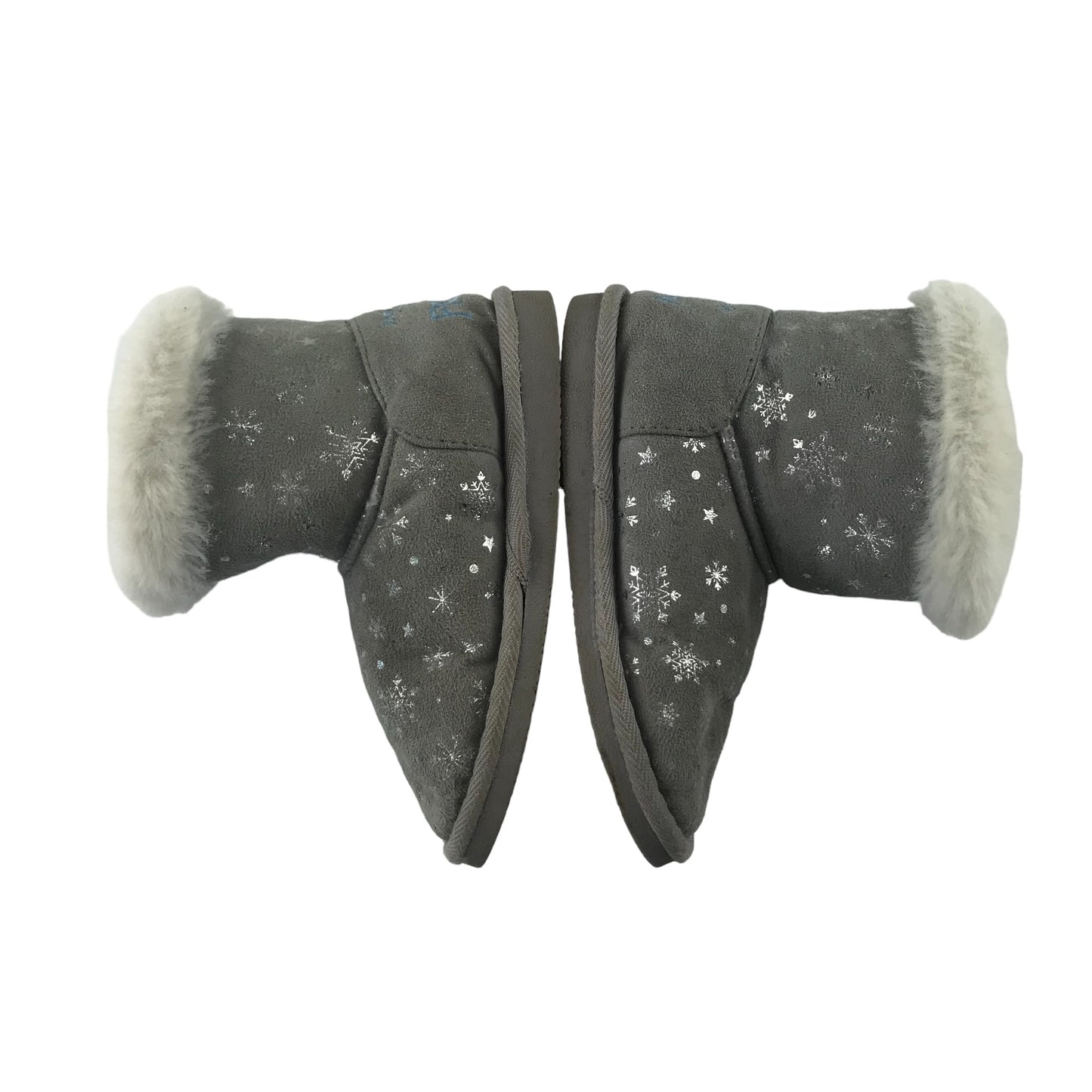 Slippers 12 Junior Grey Frozen Ankle High Fluffy Inside