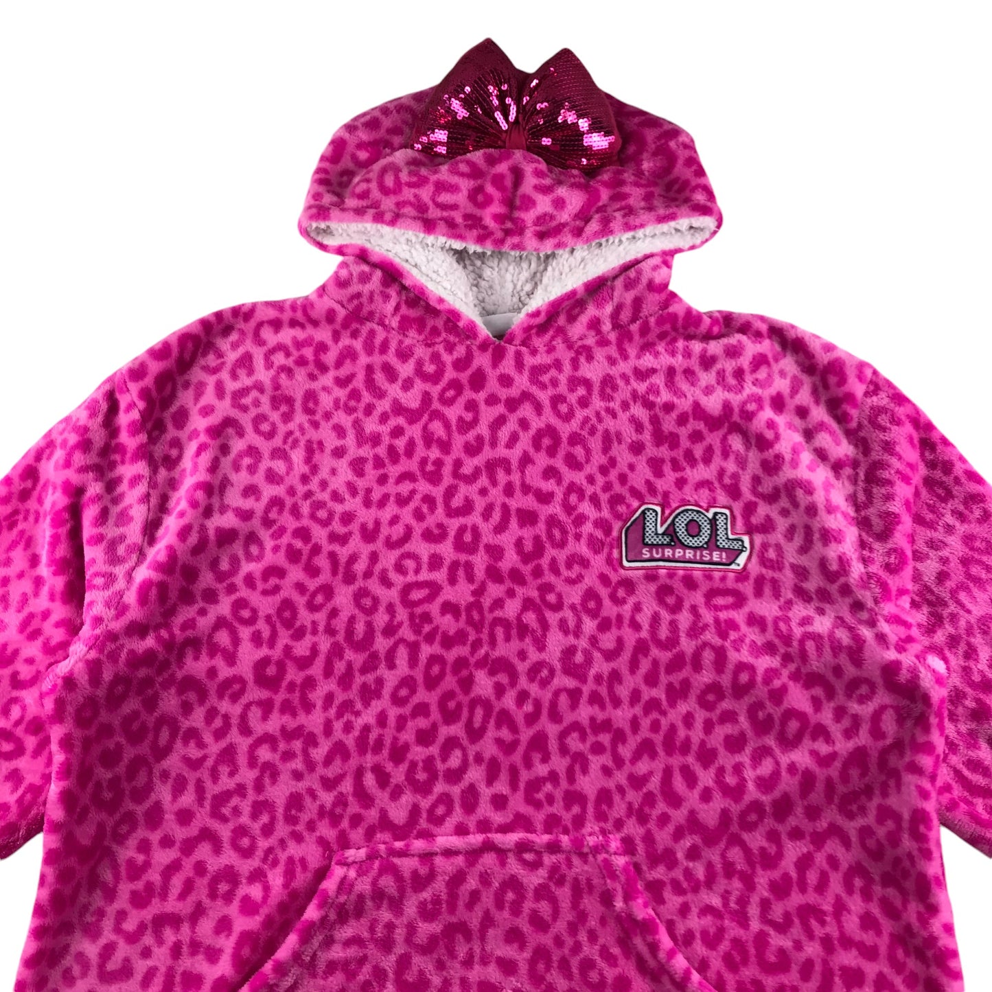 Primark blanket hoodie women's L pink animal print