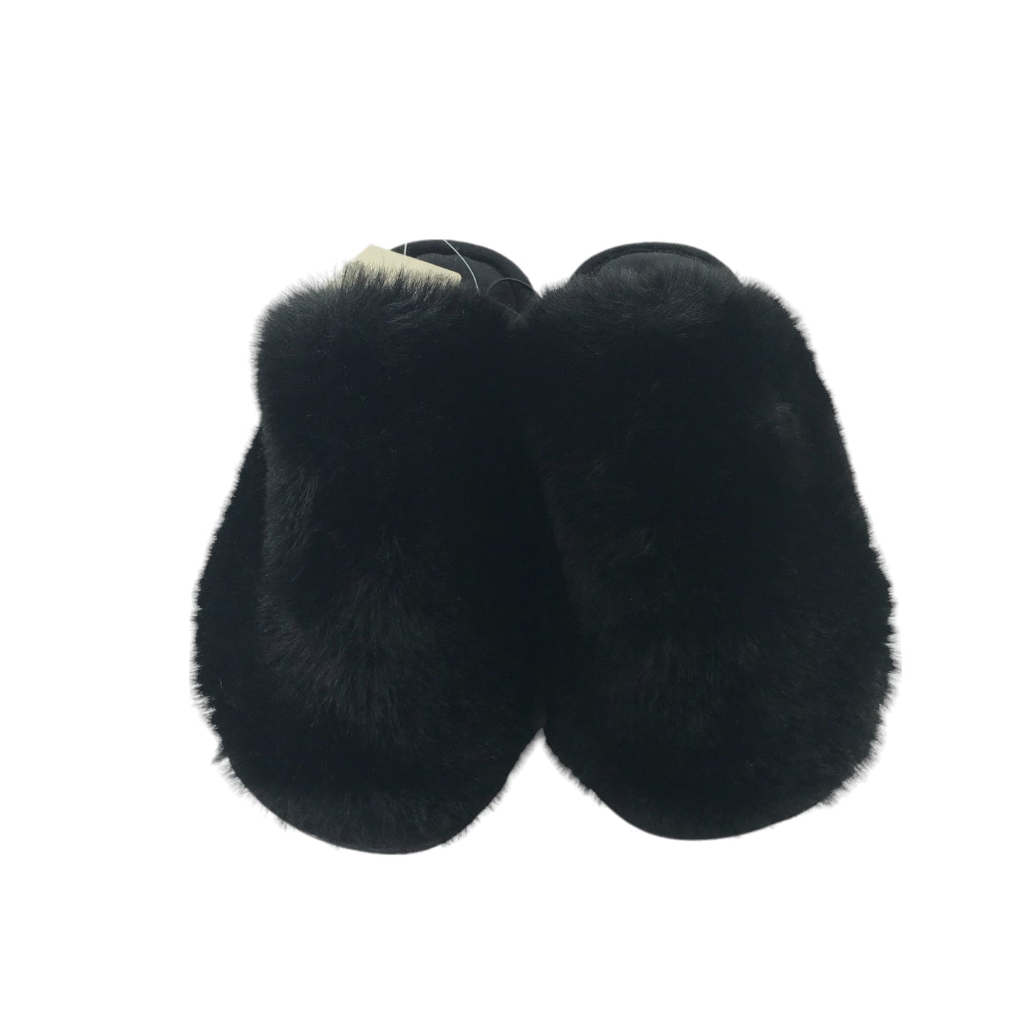 George Slippers Shoe Size 3-4 Black fluffy Sliders