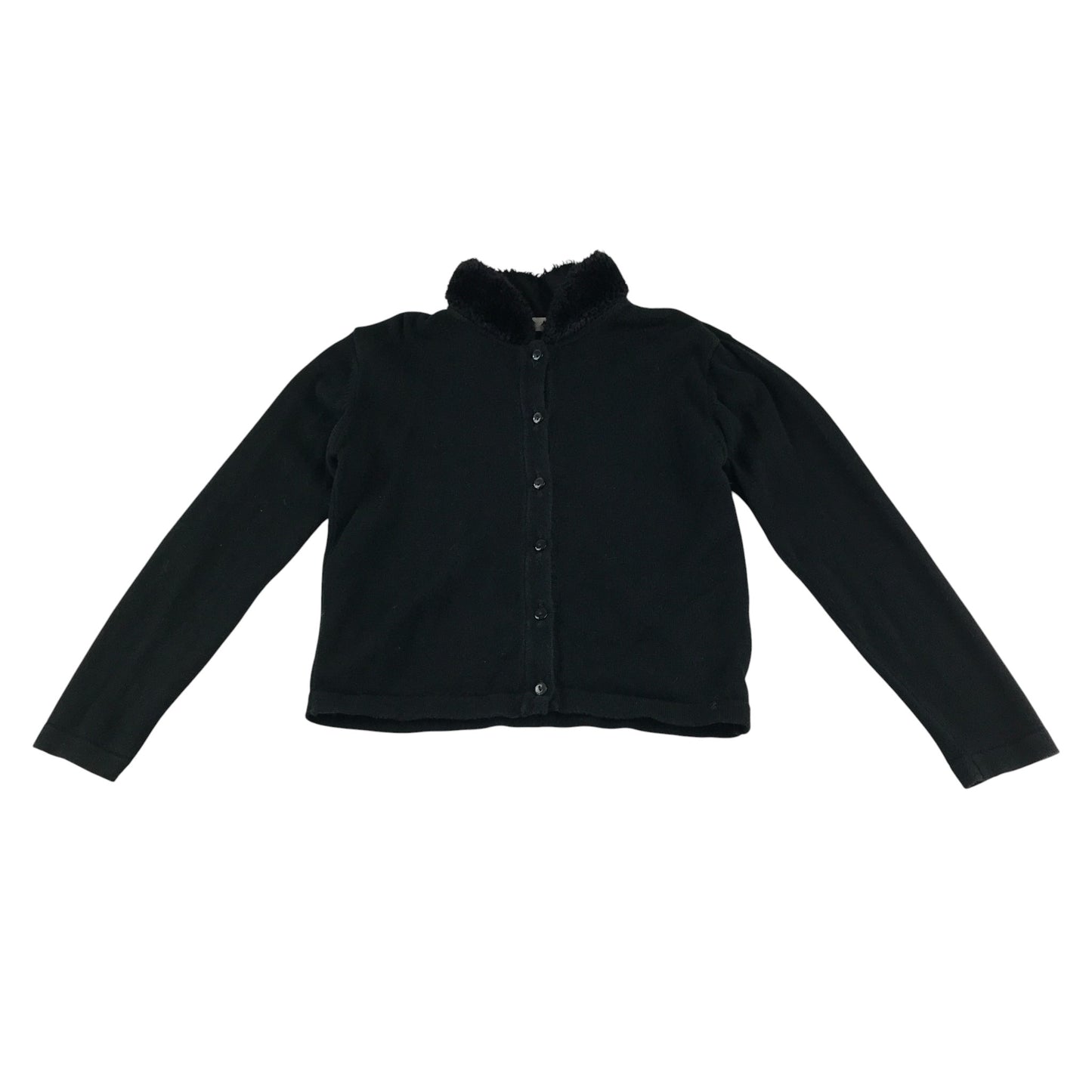 M&S Cardigan 5-6 years black knitwear with fluffy mock neckline