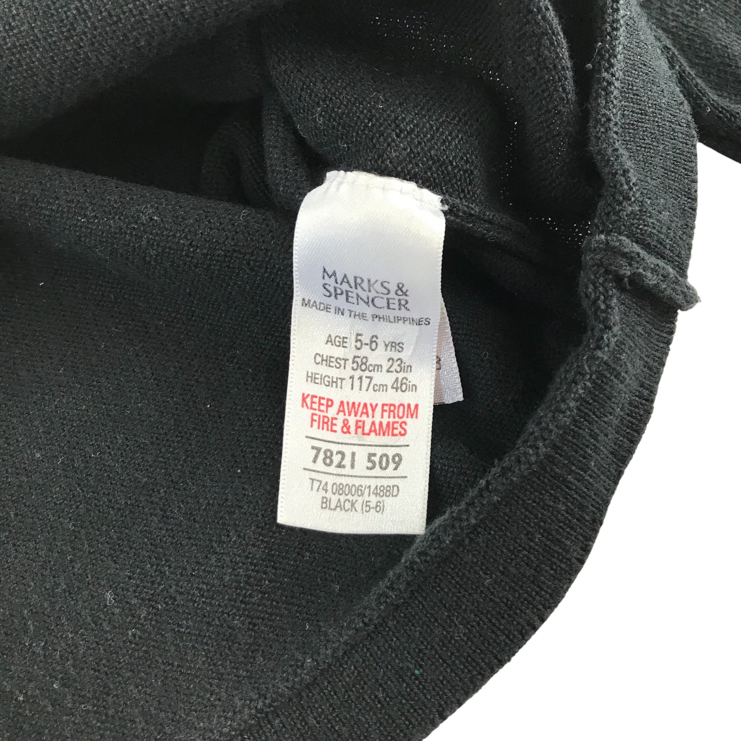 M&S Cardigan 5-6 years black knitwear with fluffy mock neckline