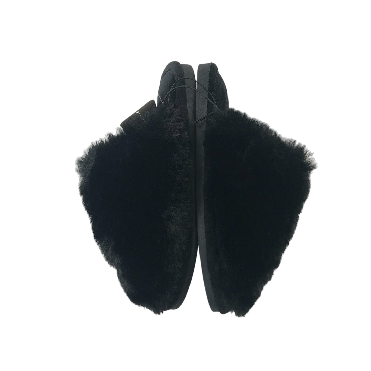 George Slippers Shoe Size 3-4 Black fluffy Sliders