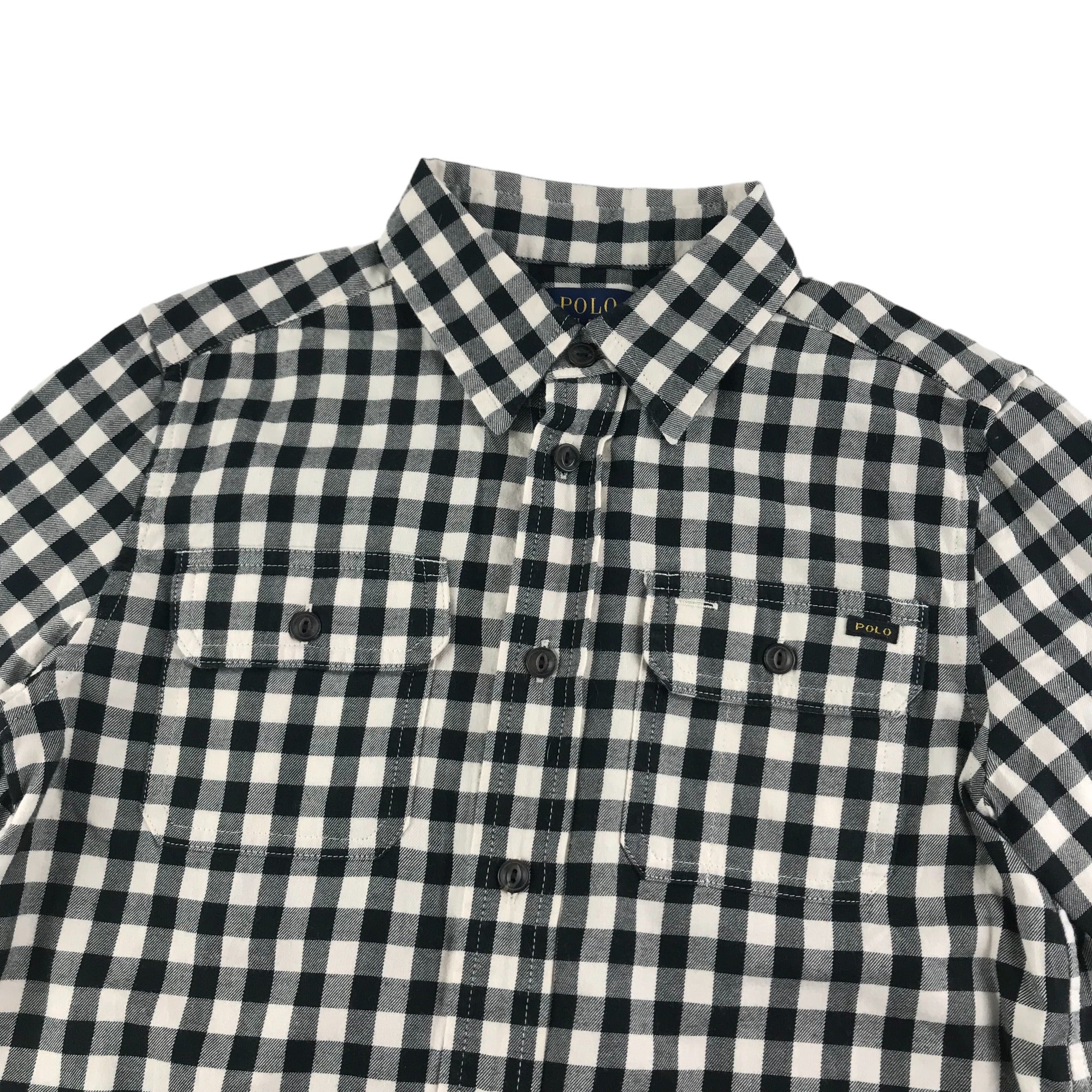 Ralph Lauren Shirt Age 6 Black and White Checked Long Sleeve Button Up ApparelXchange CIC