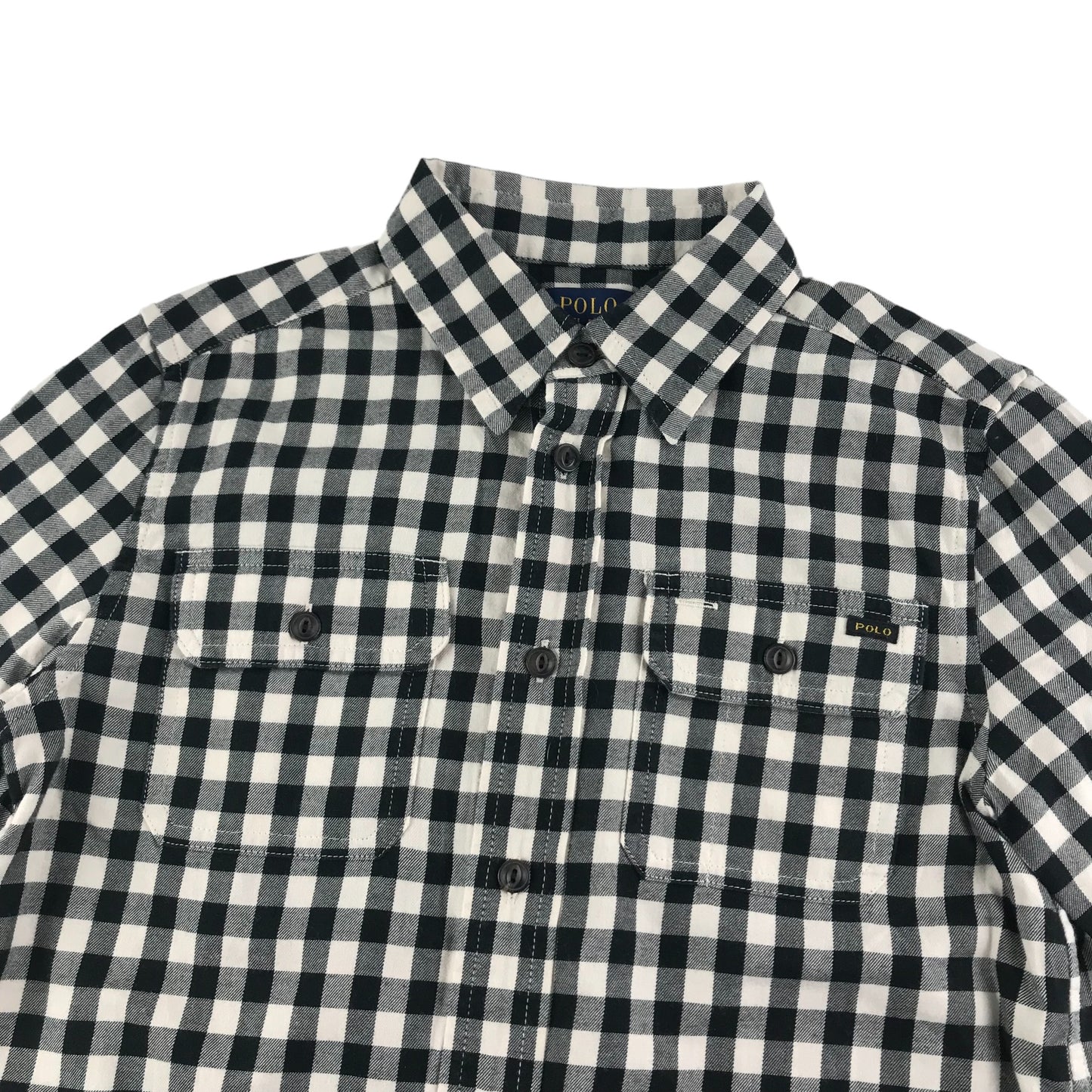 Ralph Lauren Shirt Age 6 Black and White Checked Long Sleeve Button Up Cotton