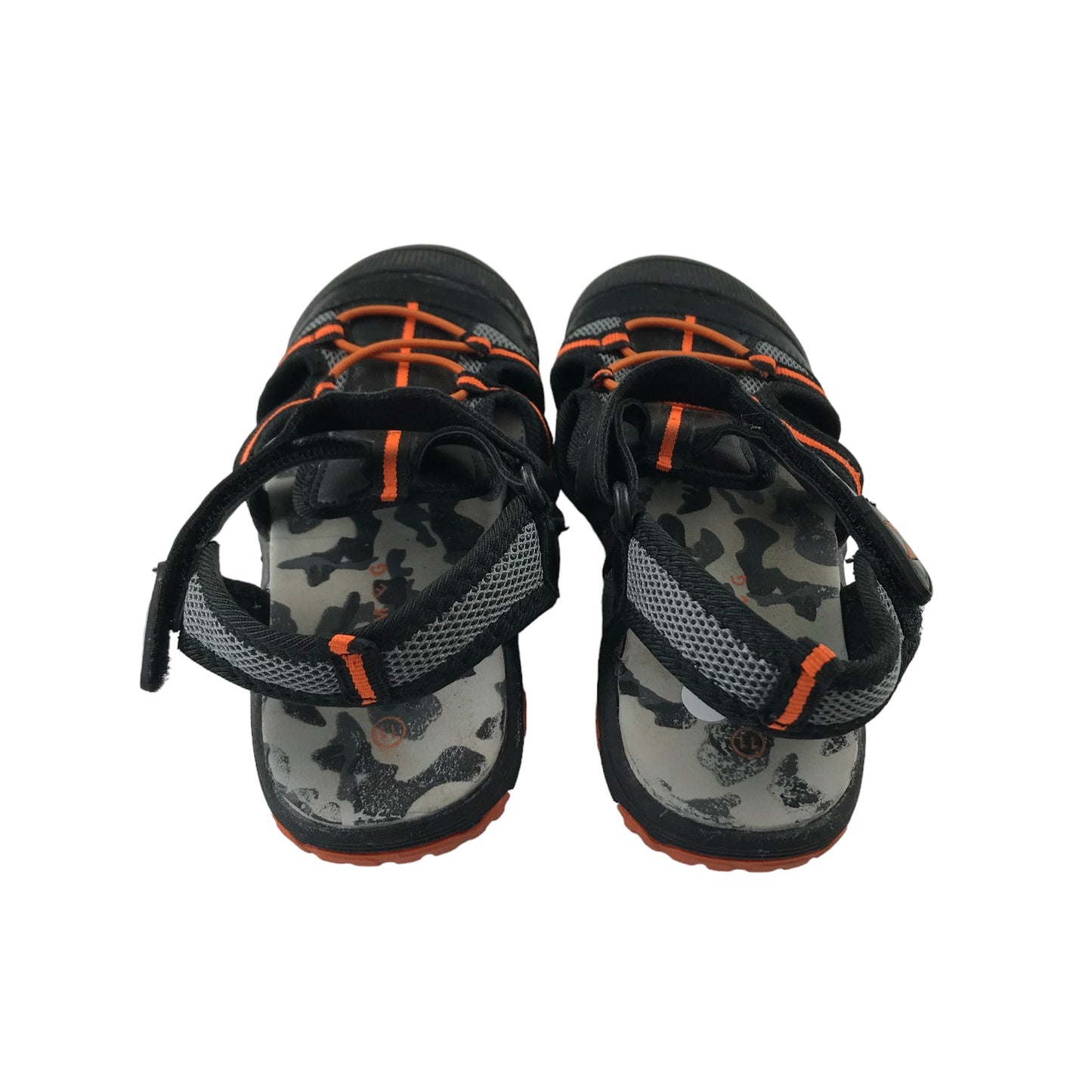 Nutmeg Sandals Shoe Size 11 Junior Black and Orange Walking Sandals with Straps