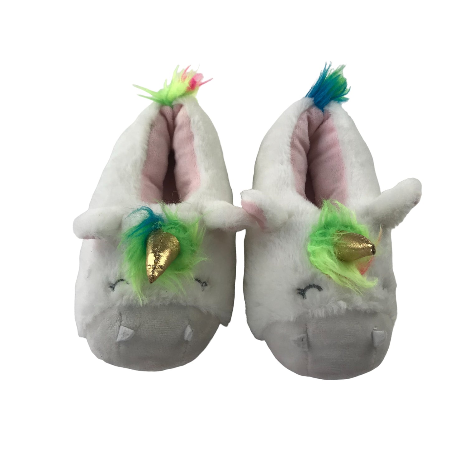 Slippers Shoe Size 1 White Unicorn with Gold Horn