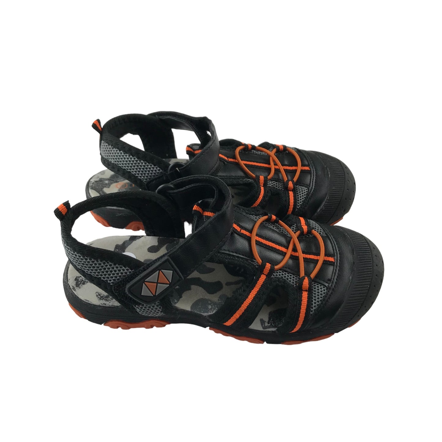 Nutmeg Sandals Shoe Size 11 Junior Black and Orange Walking Sandals with Straps