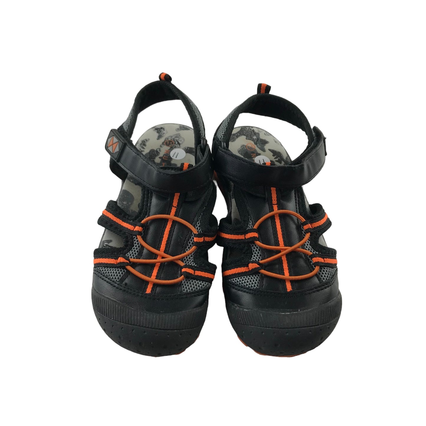 Nutmeg Sandals Shoe Size 11 Junior Black and Orange Walking Sandals with Straps