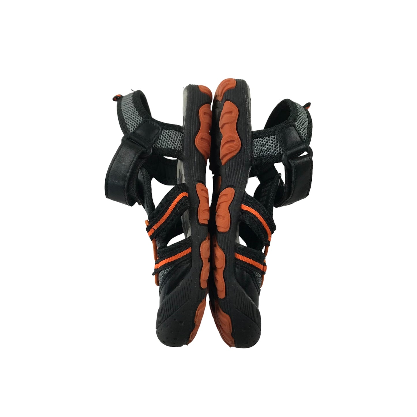 Nutmeg Sandals Shoe Size 11 Junior Black and Orange Walking Sandals with Straps