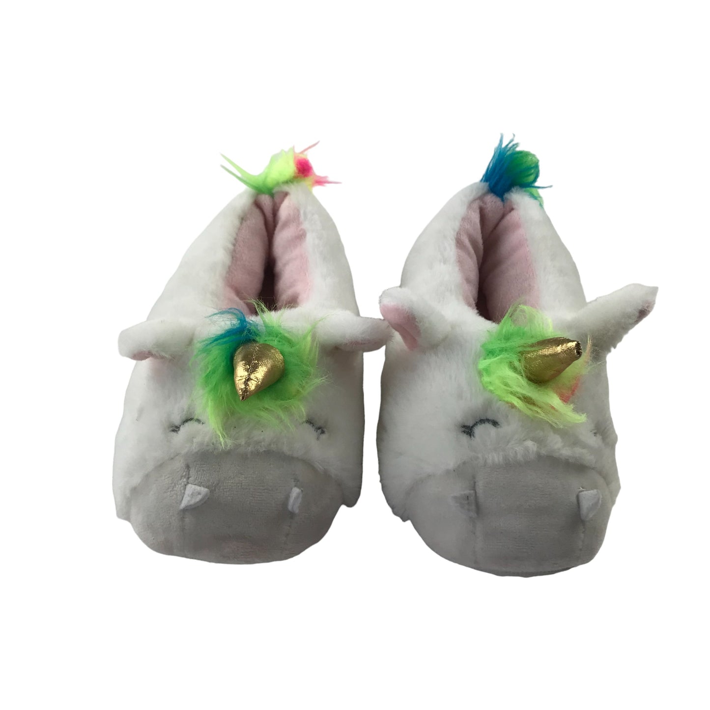 Slippers Shoe Size 1 White Unicorn with Gold Horn