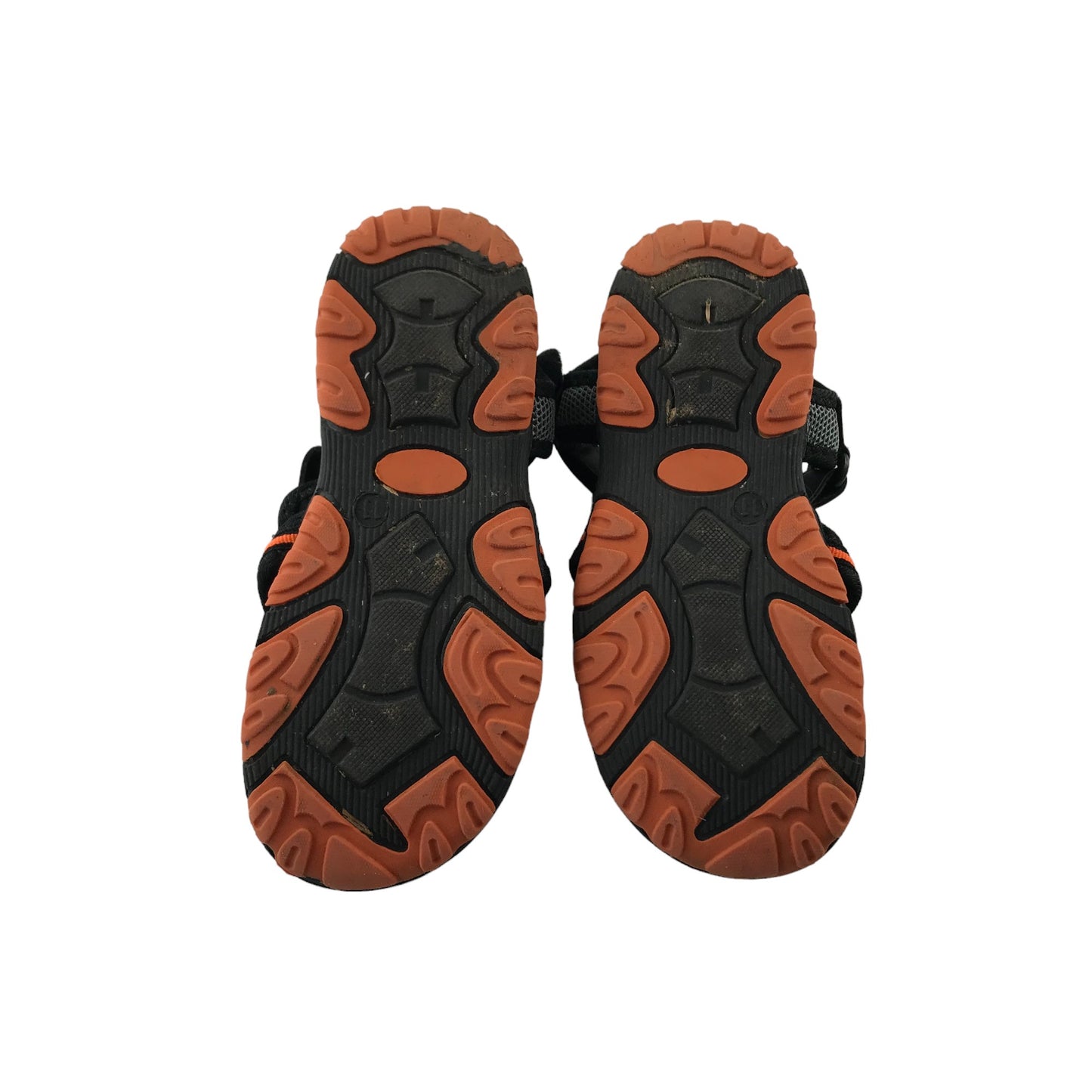 Nutmeg Sandals Shoe Size 11 Junior Black and Orange Walking Sandals with Straps