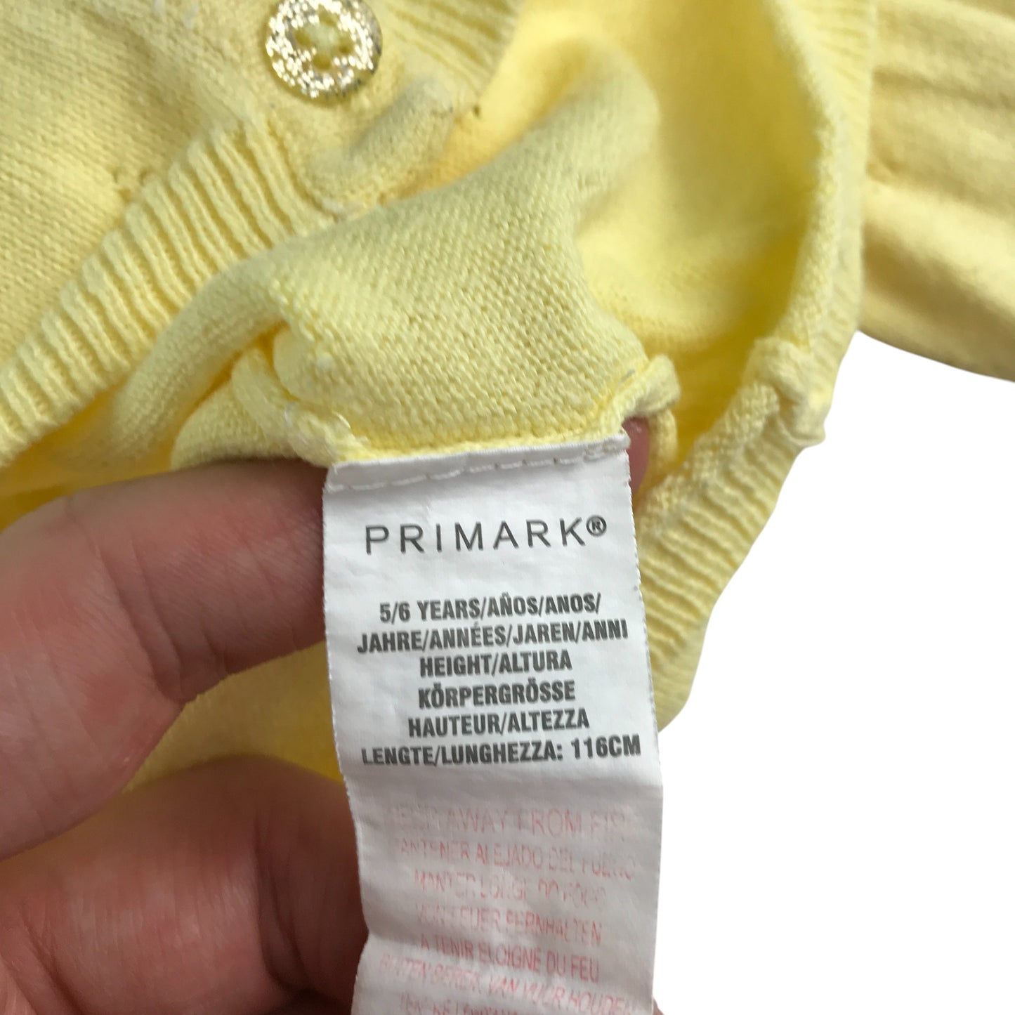Primark Cardigan 5-6 years yellow knitwear round neckline cotton