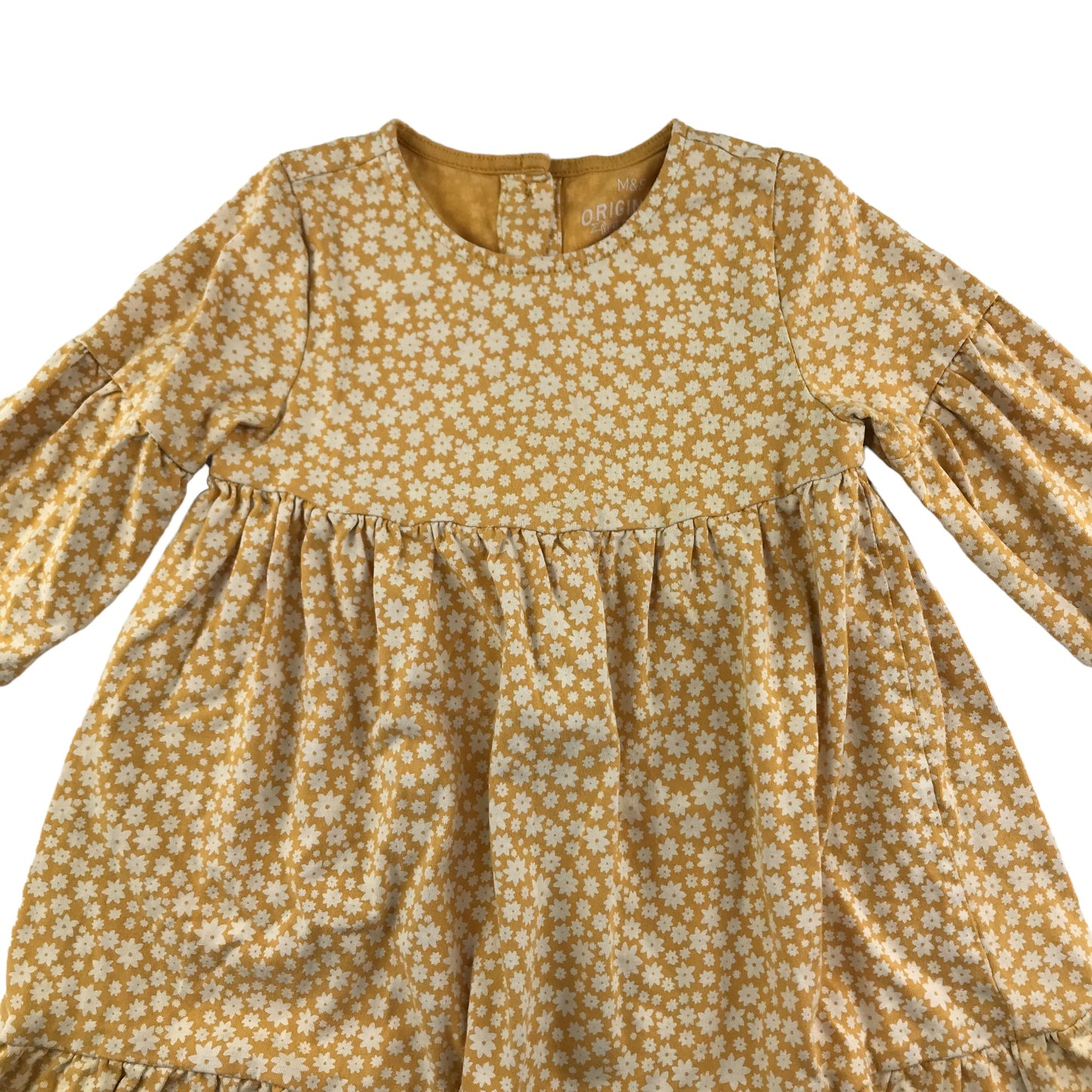 M&S Dress Age 4 Yellow Floral  Cotton