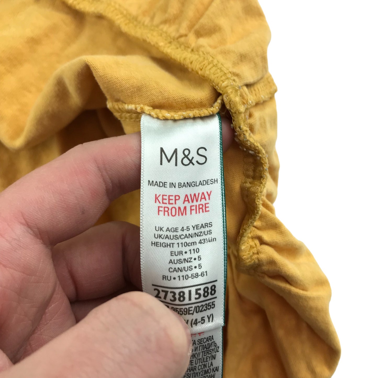 M&S Dress Age 4 Yellow Floral  Cotton