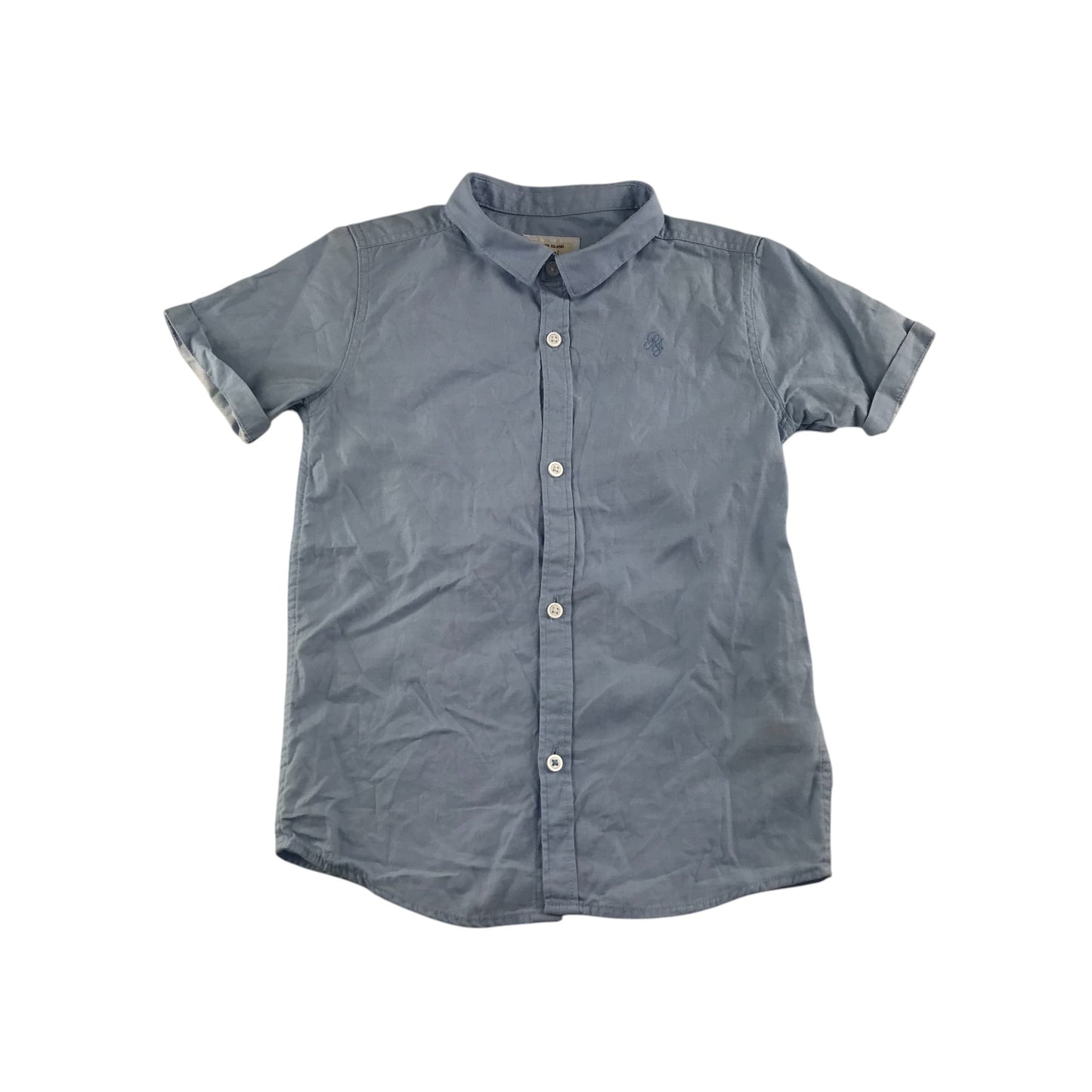 River Island shirt 4-5 years blue plain button up cotton