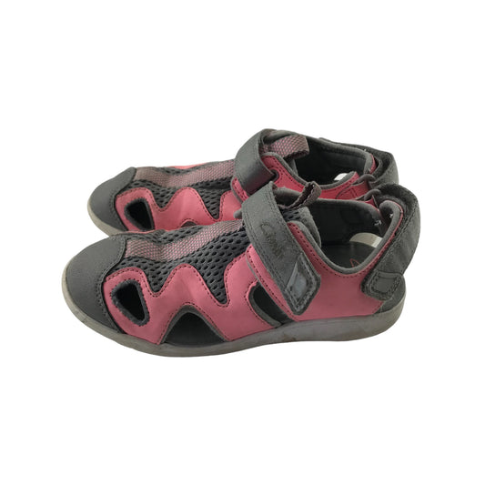 Clarks Sandals Shoe Size 11.5 Junior Grey and Pink with Straps