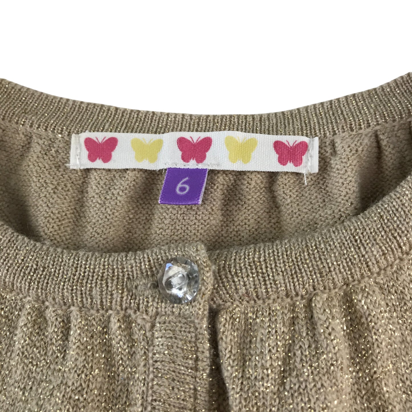 John Lewis Cardigan 5-6 years gold knitwear glittery cropped bolero
