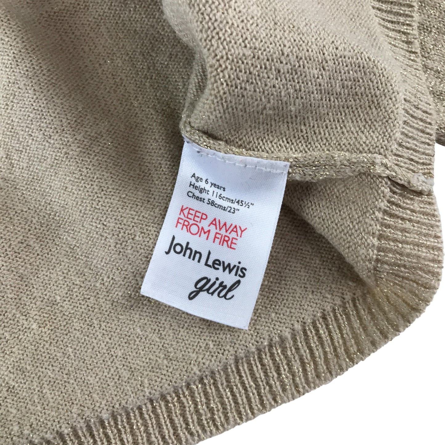 John Lewis Cardigan 5-6 years gold knitwear glittery cropped bolero
