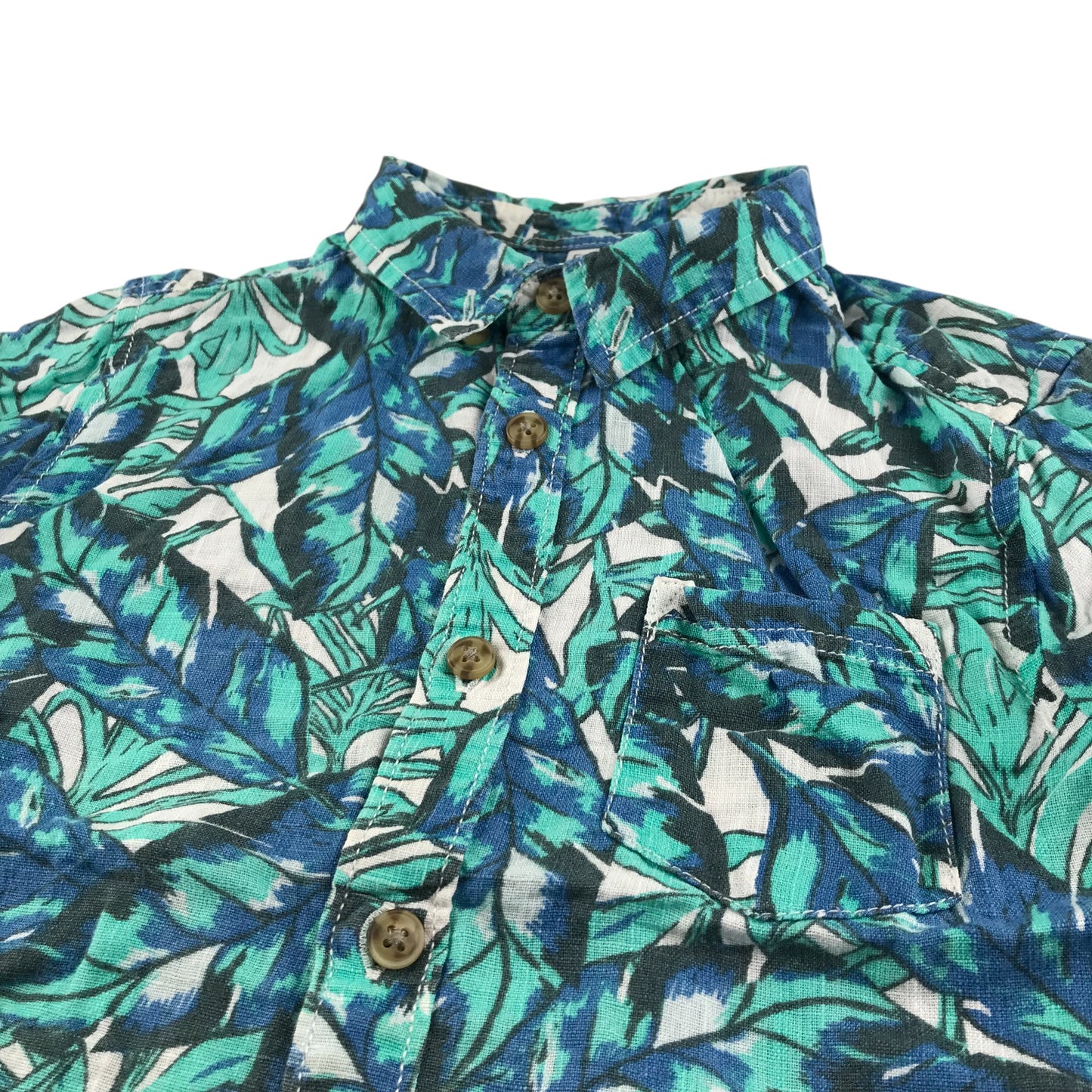 M&S shirt 5-6 years green and blue floral design