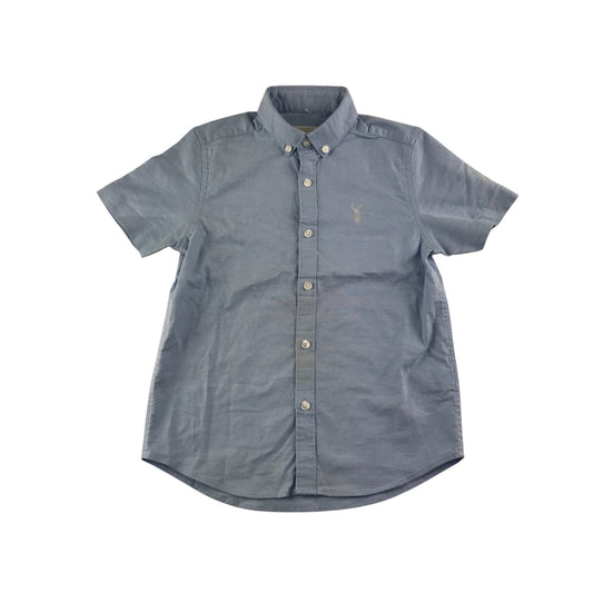 Next shirt 5-6 years blue plain with embordered stag