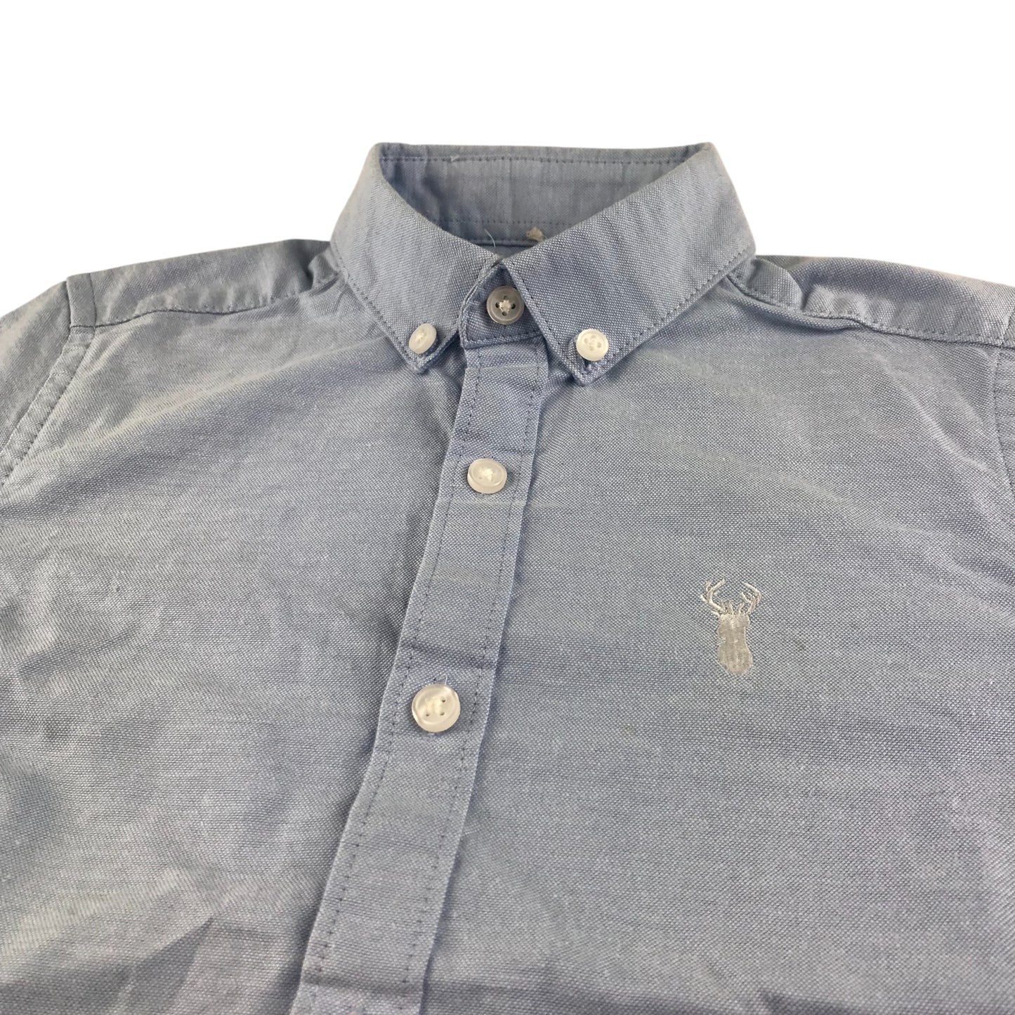 Next shirt 5-6 years blue plain with embordered stag