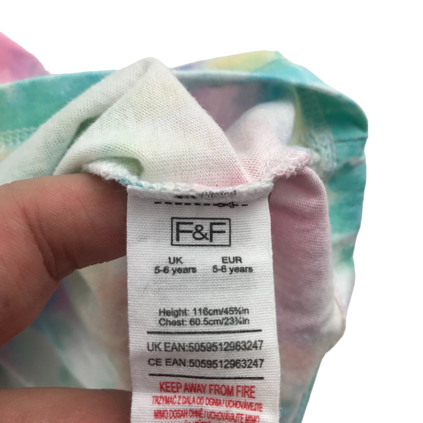 F&F Dress Age 5 Multicoloured Tie-Dye Cotton