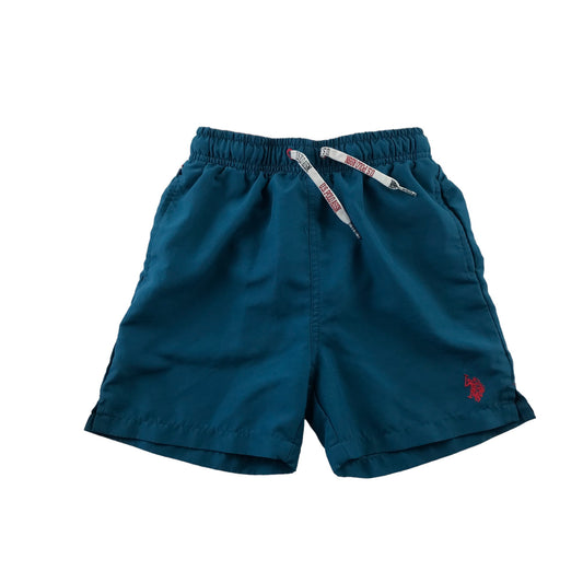 U.S. Polo Assn. swim trunks 8-9 Blue with red logo and white draw strings