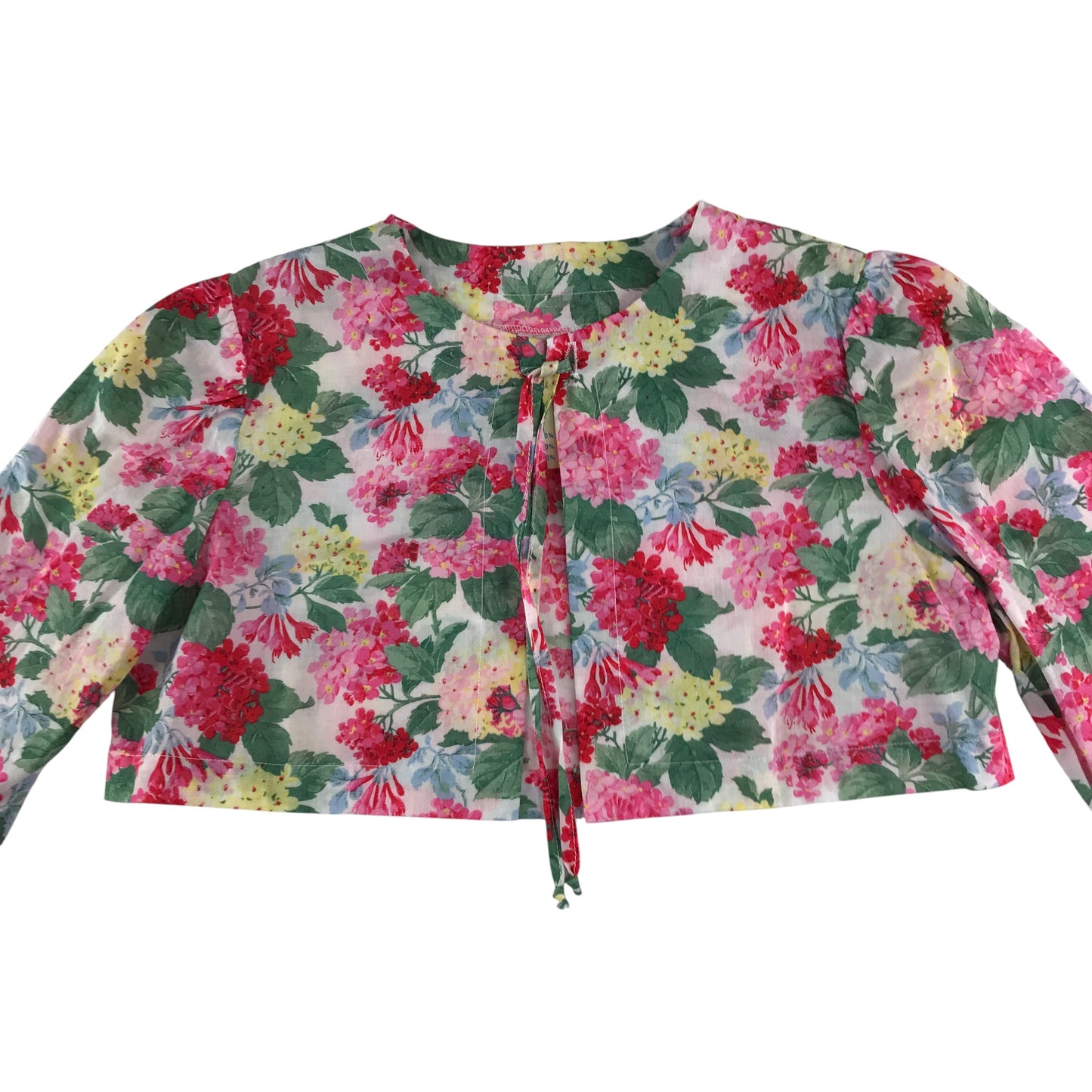 Poeme Cardigan 5-6 years white bolero cropped floral graphic cotton