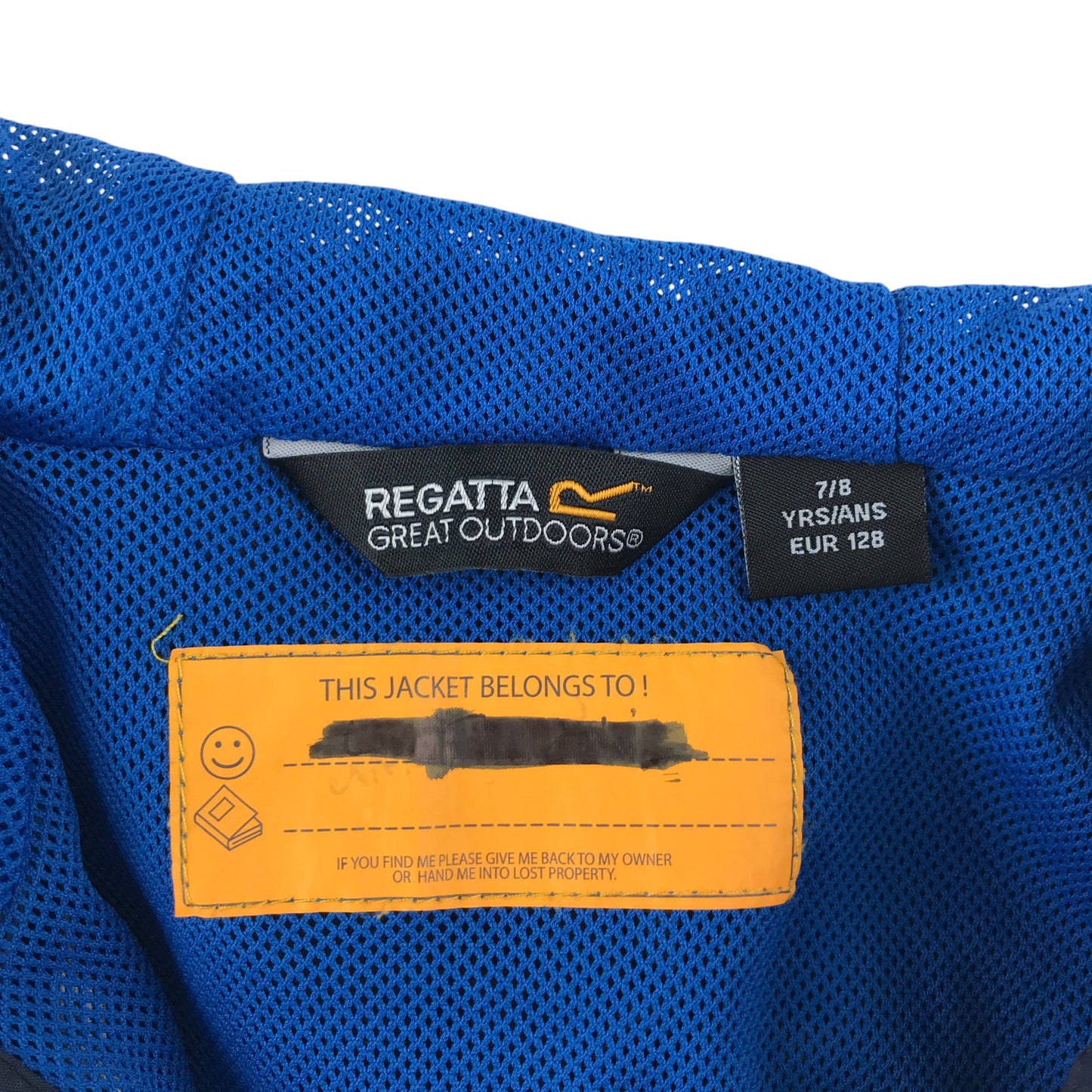 Regatta light jacket 7-8 years navy plain with light blue detailing mesh lining