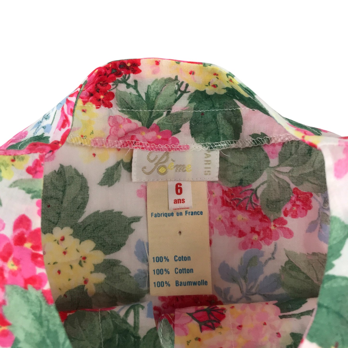 Poeme Cardigan 5-6 years white bolero cropped floral graphic cotton