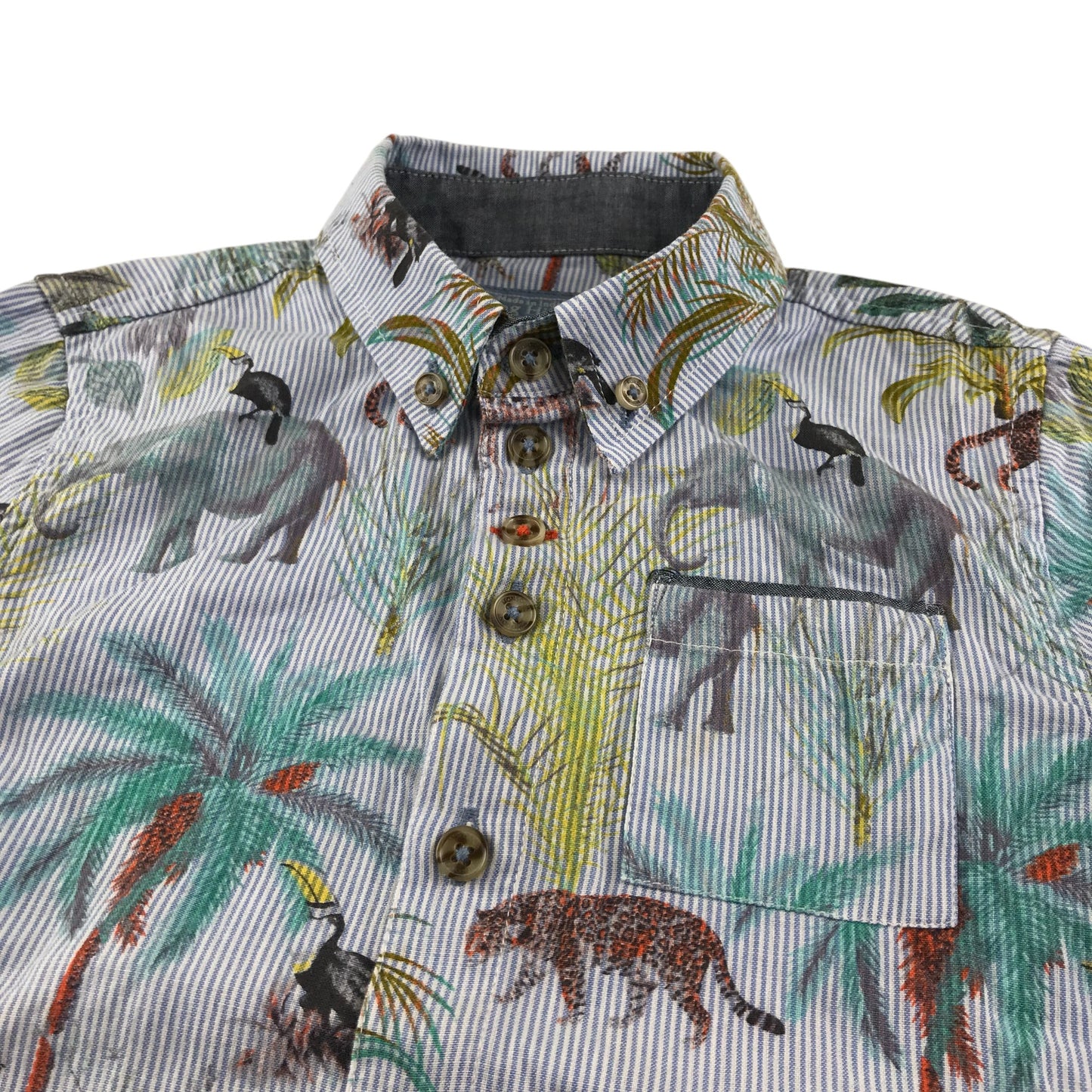 Monsoon shirt 5-6 years grey animal design cotton