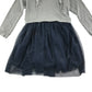 George dress 11-12 years grey jersey frilled top with navy sparkly tulle skirt