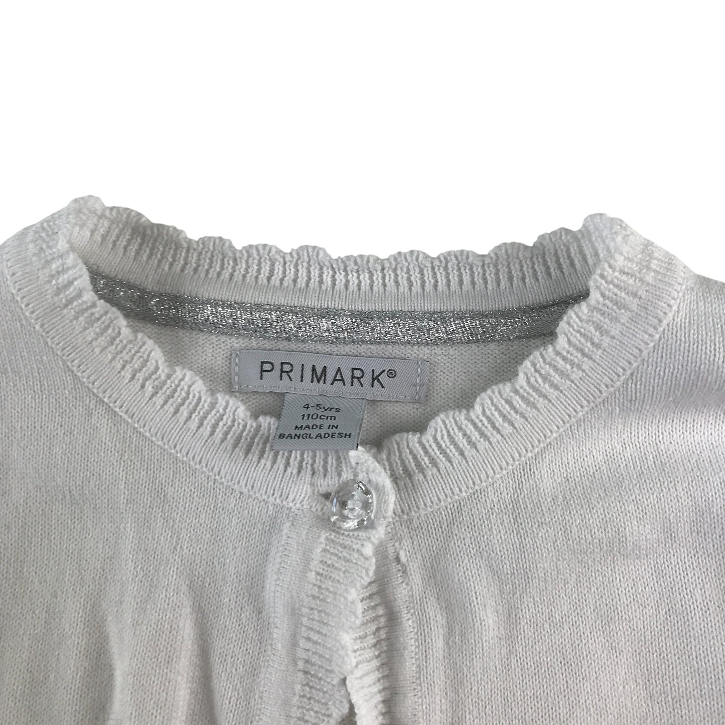 Primark Cardigan 4-5 years white scalloped bolero cropped