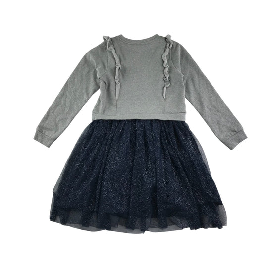 George dress 11-12 years grey jersey frilled top with navy sparkly tulle skirt