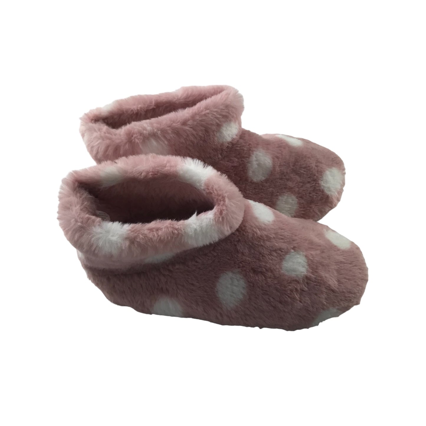 George Slippers Shoe Size 3 Pink Polka Dot Fluffy