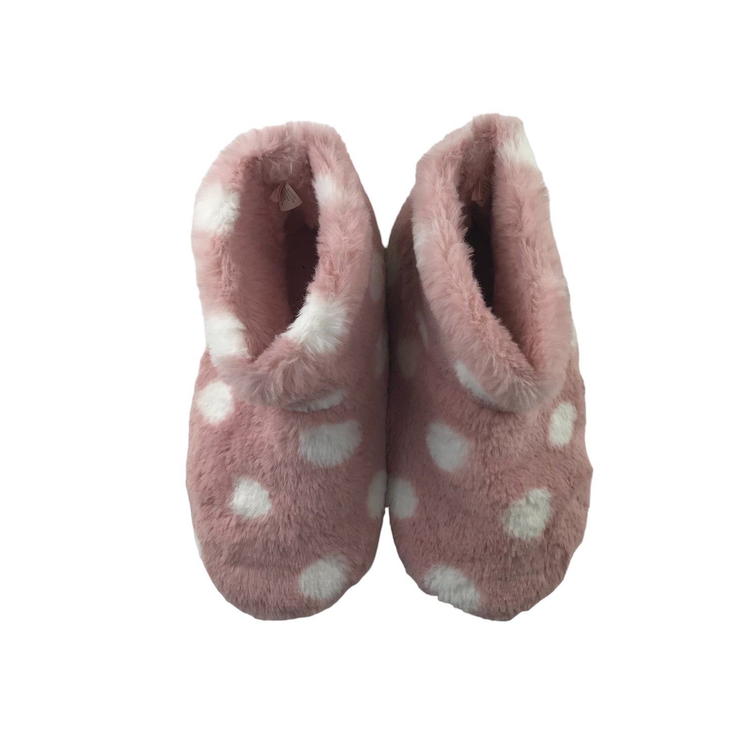 George Slippers Shoe Size 3 Pink Polka Dot Fluffy