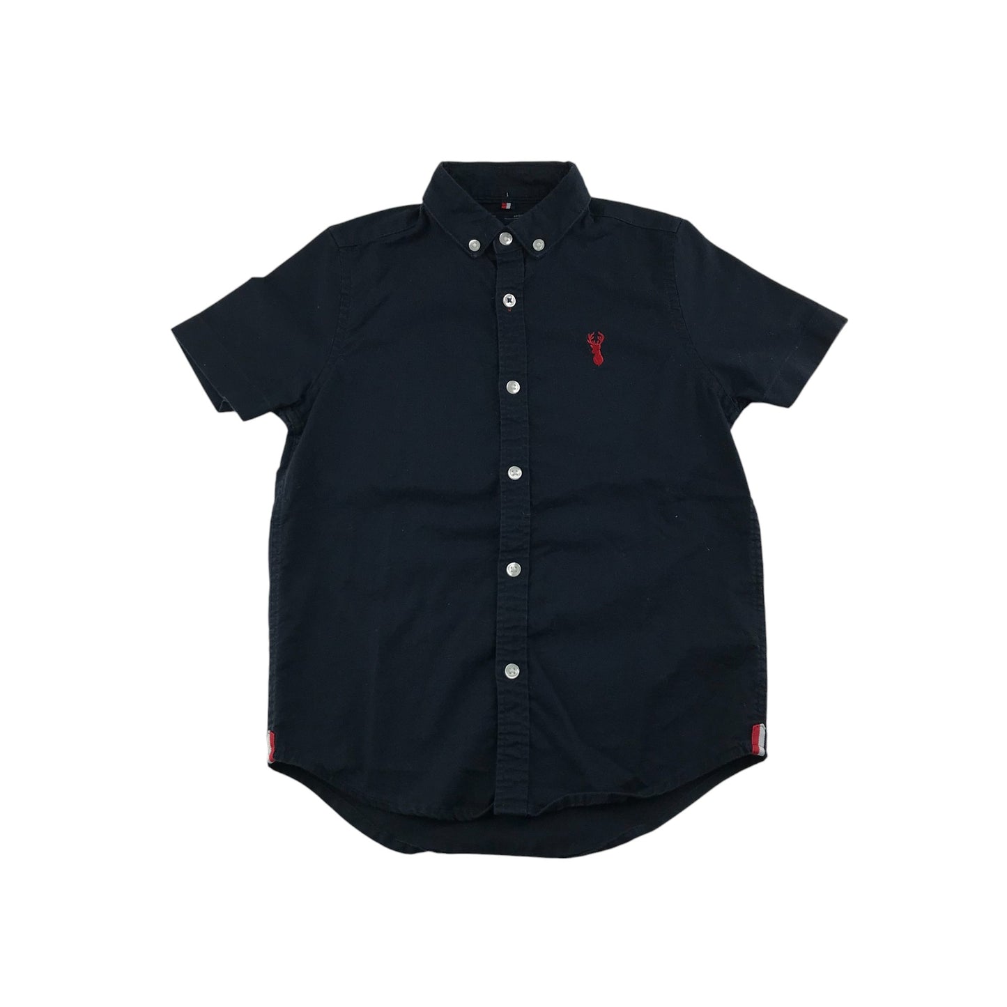 Next shirt 6-7 years navy plain with embroidered stag