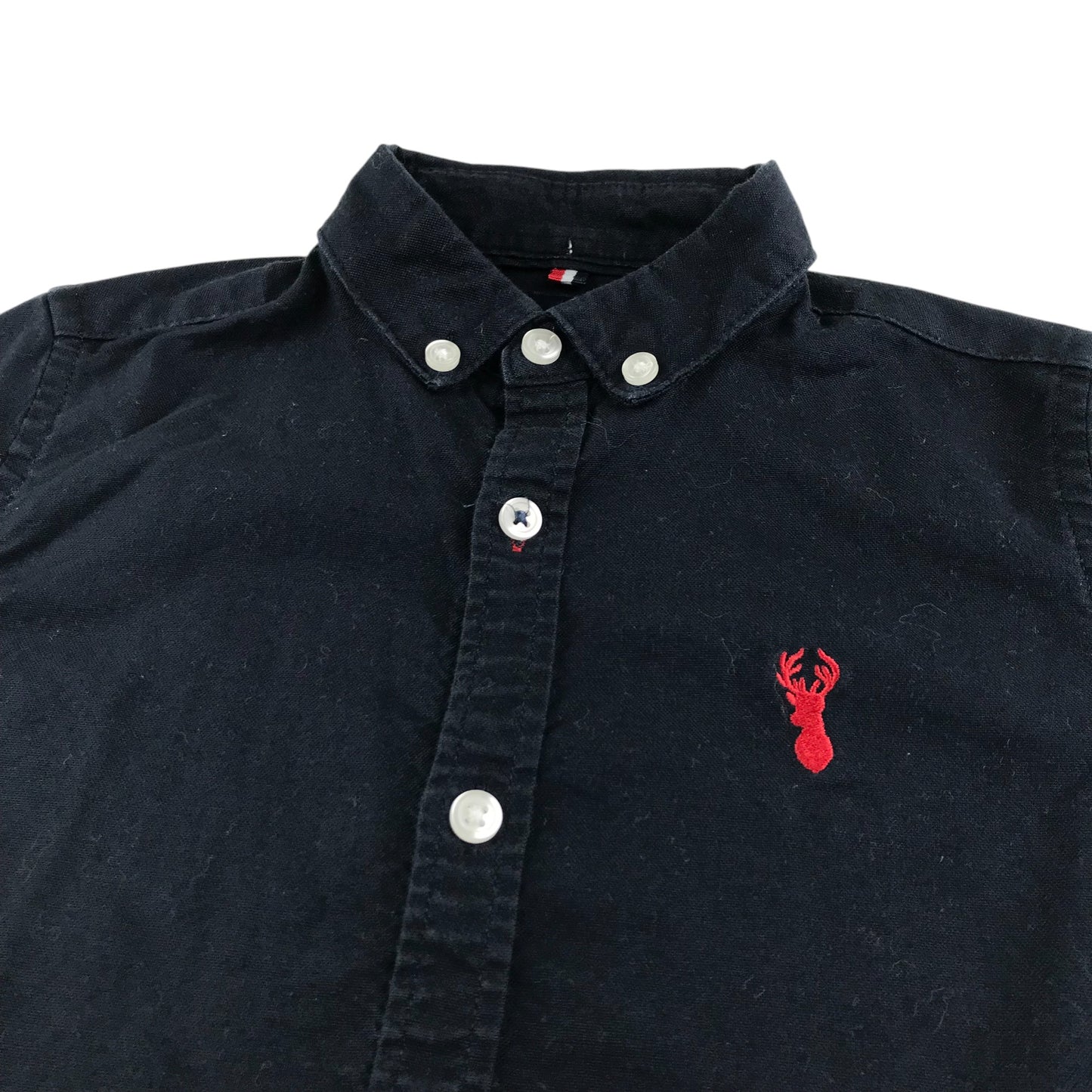 Next shirt 6-7 years navy plain with embroidered stag