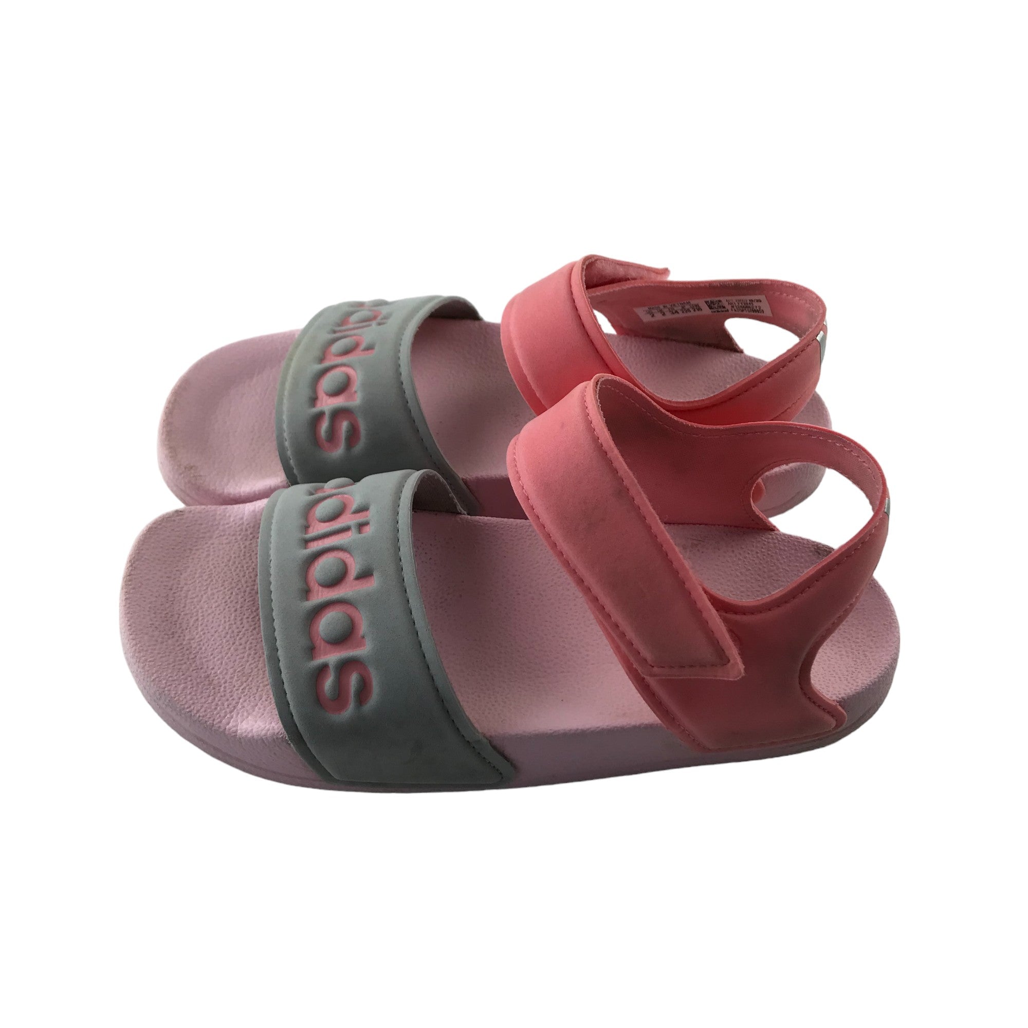 Adidas Sandals Shoe Size 2 Pink and Grey Foamy with Straps ApparelXchange CIC