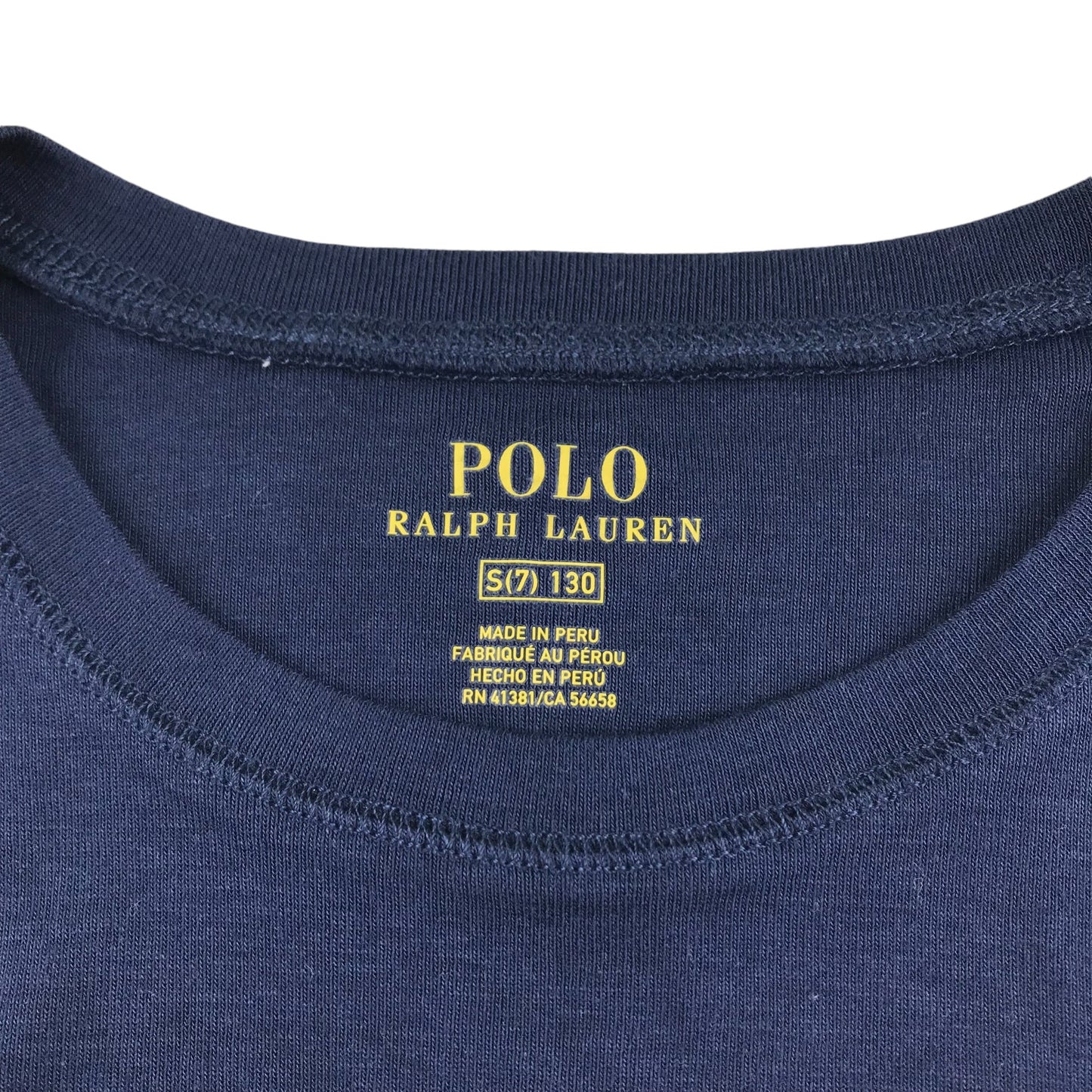 Ralph Lauren t-shirt 7-8 years navy plain with white embroidered logo