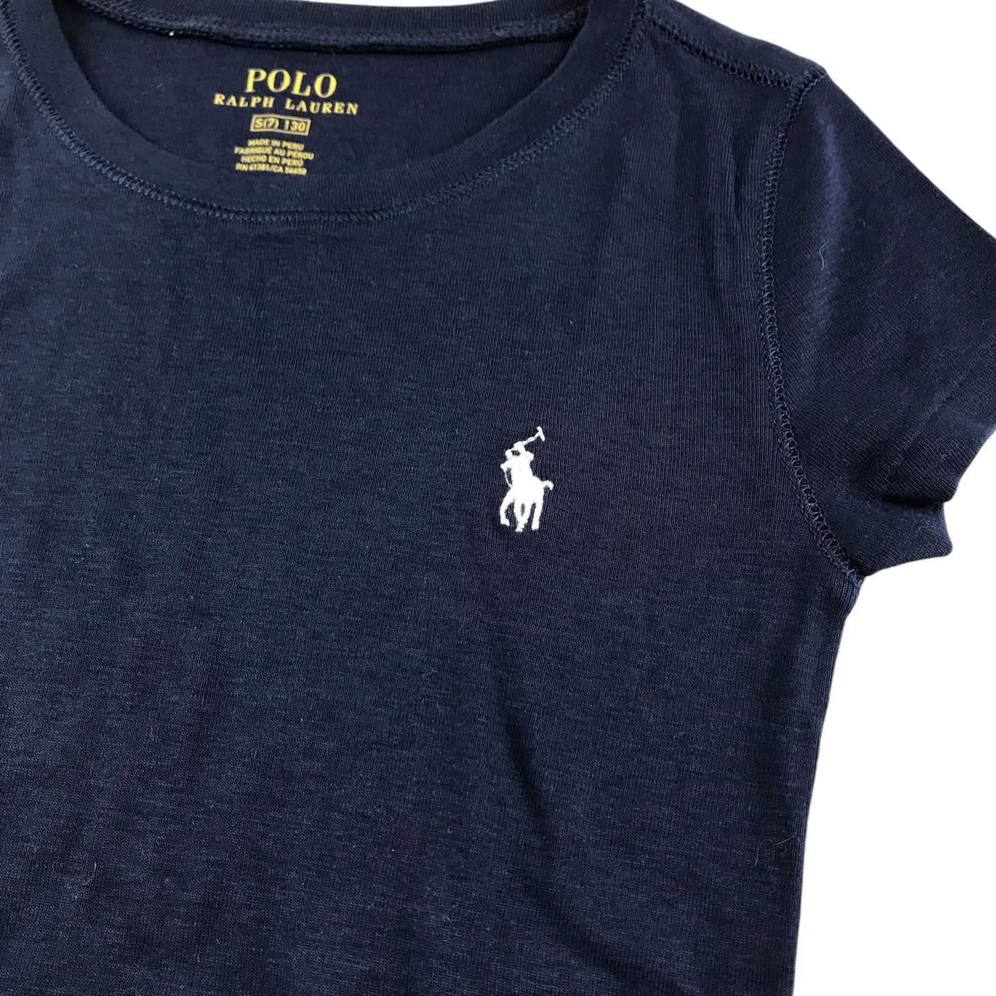 Ralph Lauren t-shirt 7-8 years navy plain with white embroidered logo