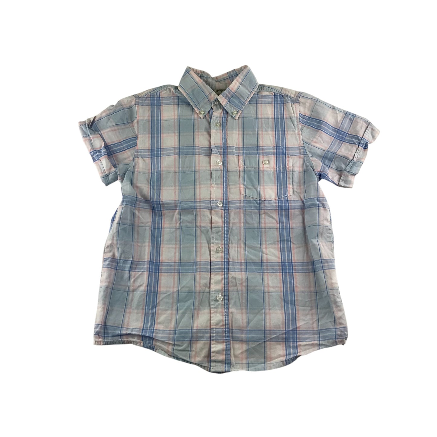 ZY shirt 7-8 years White Pink and blue checked cotton