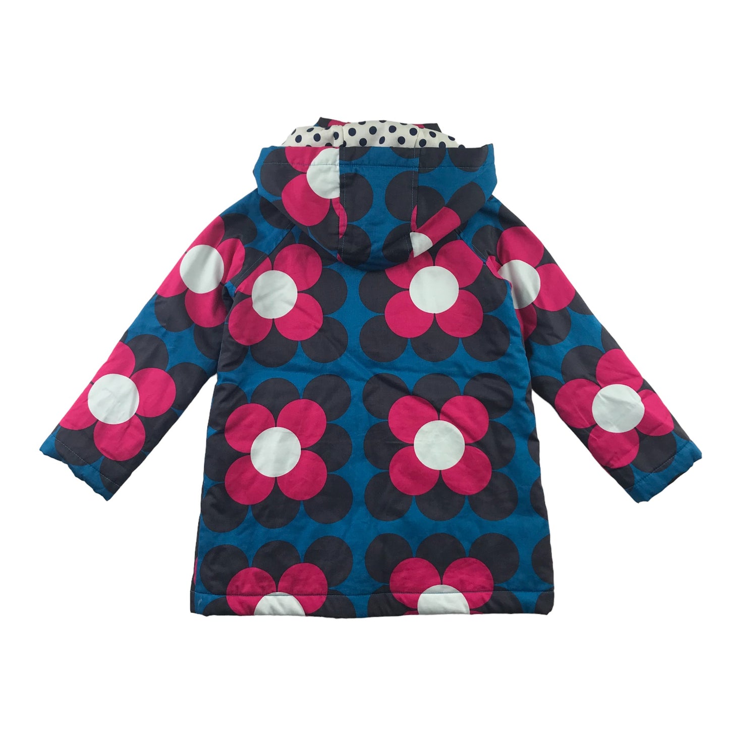 Mini Boden jacket 5-6 years blue and pink floral warm lined coat cotton