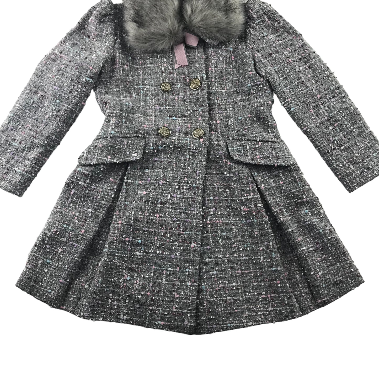 Monsoon coat 7-8 years grey and pink formal with faux fur collar