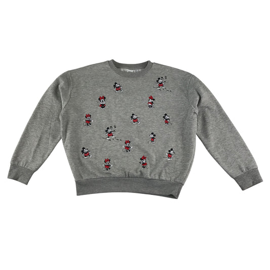 Primark sweater women's S grey Mickey and Mini Mouse embroidered design