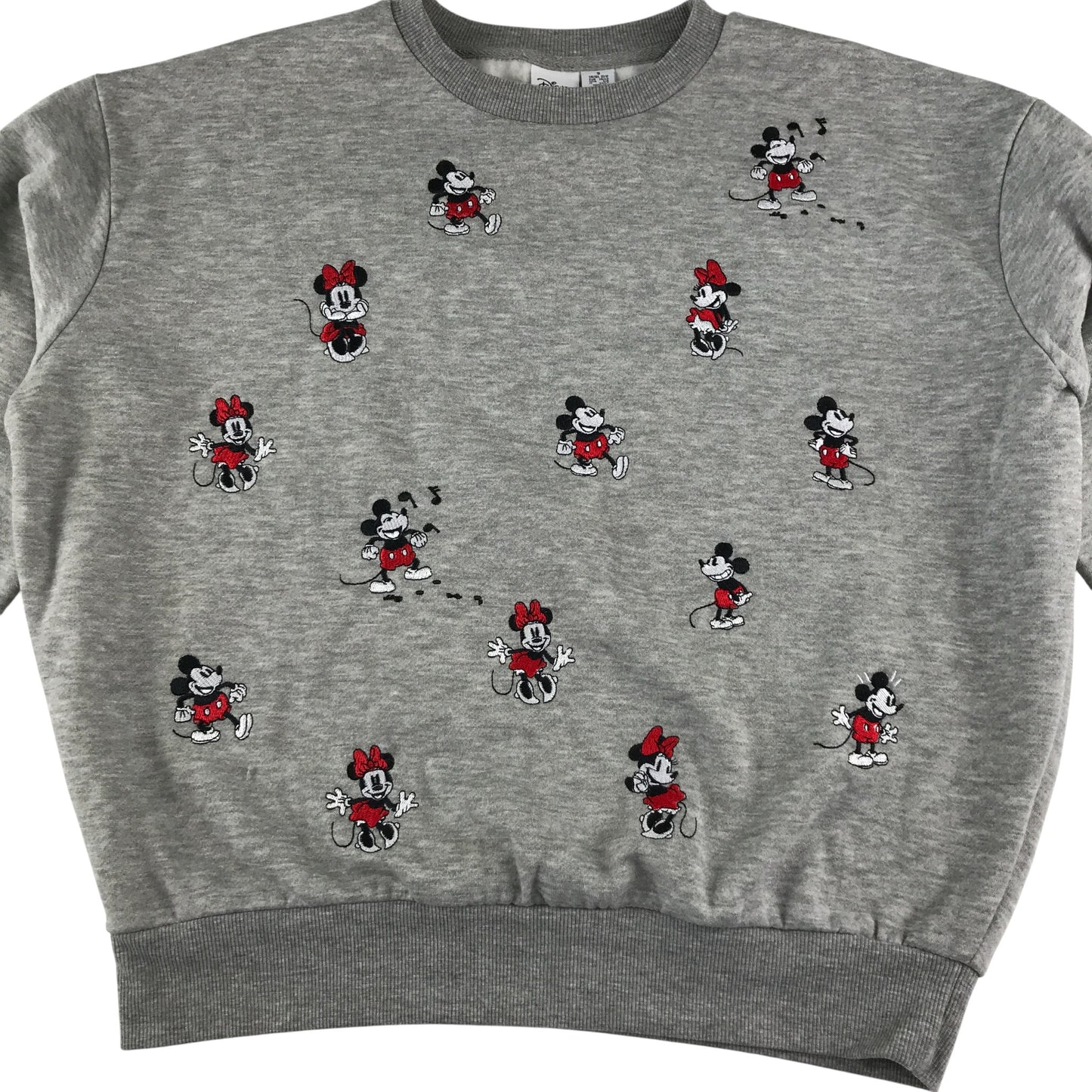 Primark sweater women's S grey Mickey and Mini Mouse embroidered design