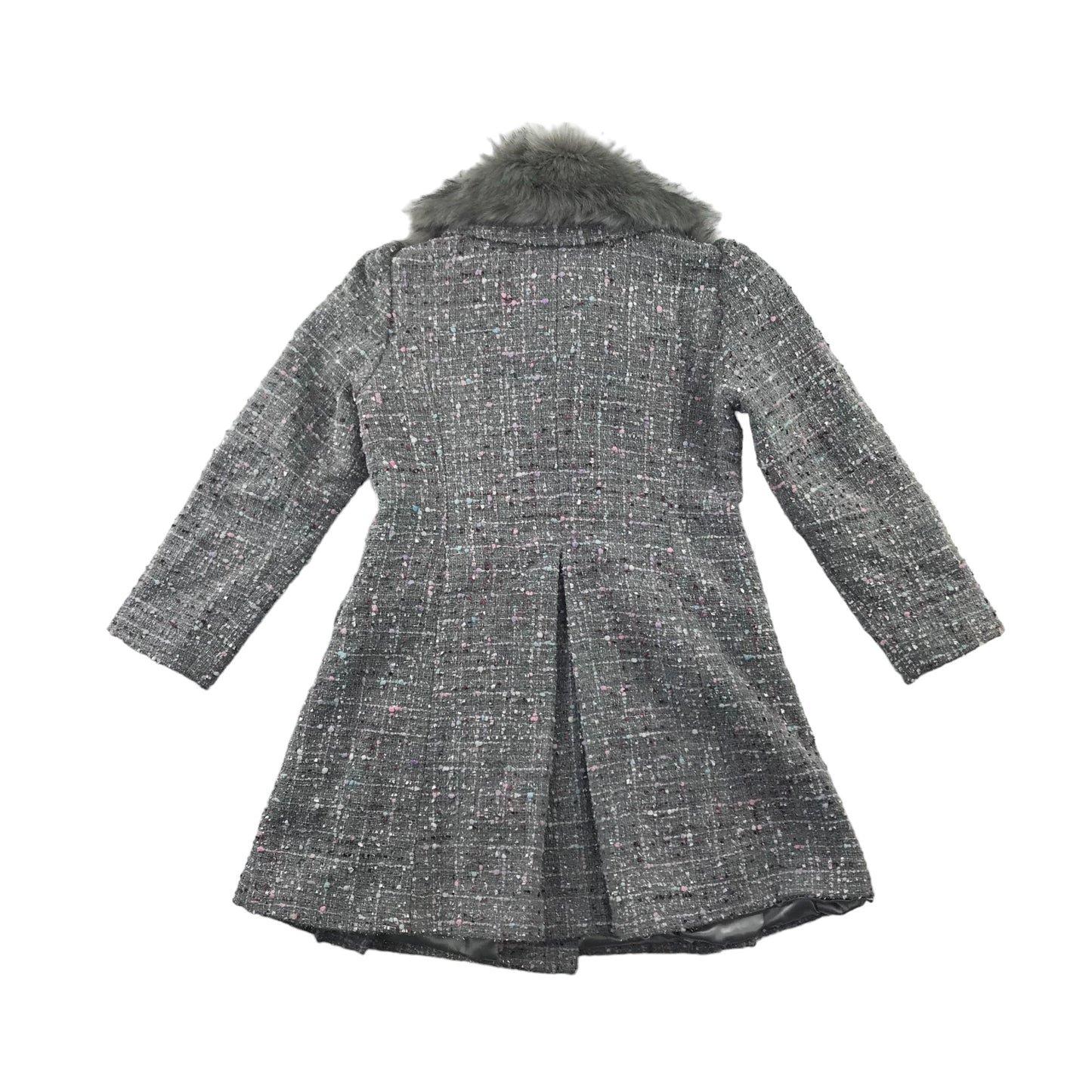 Monsoon coat 7-8 years grey and pink formal with faux fur collar